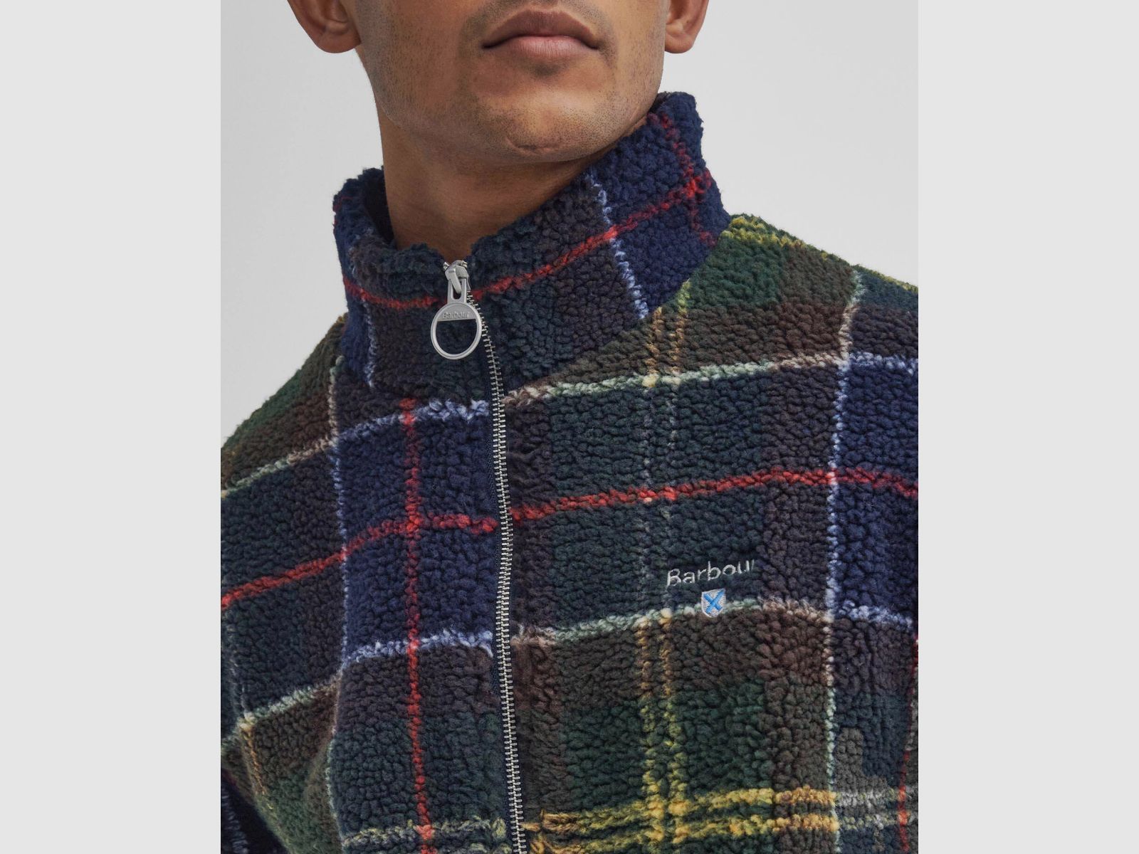 BARBOUR Fleece Jacket Tartan Sherpa Classic Tartan