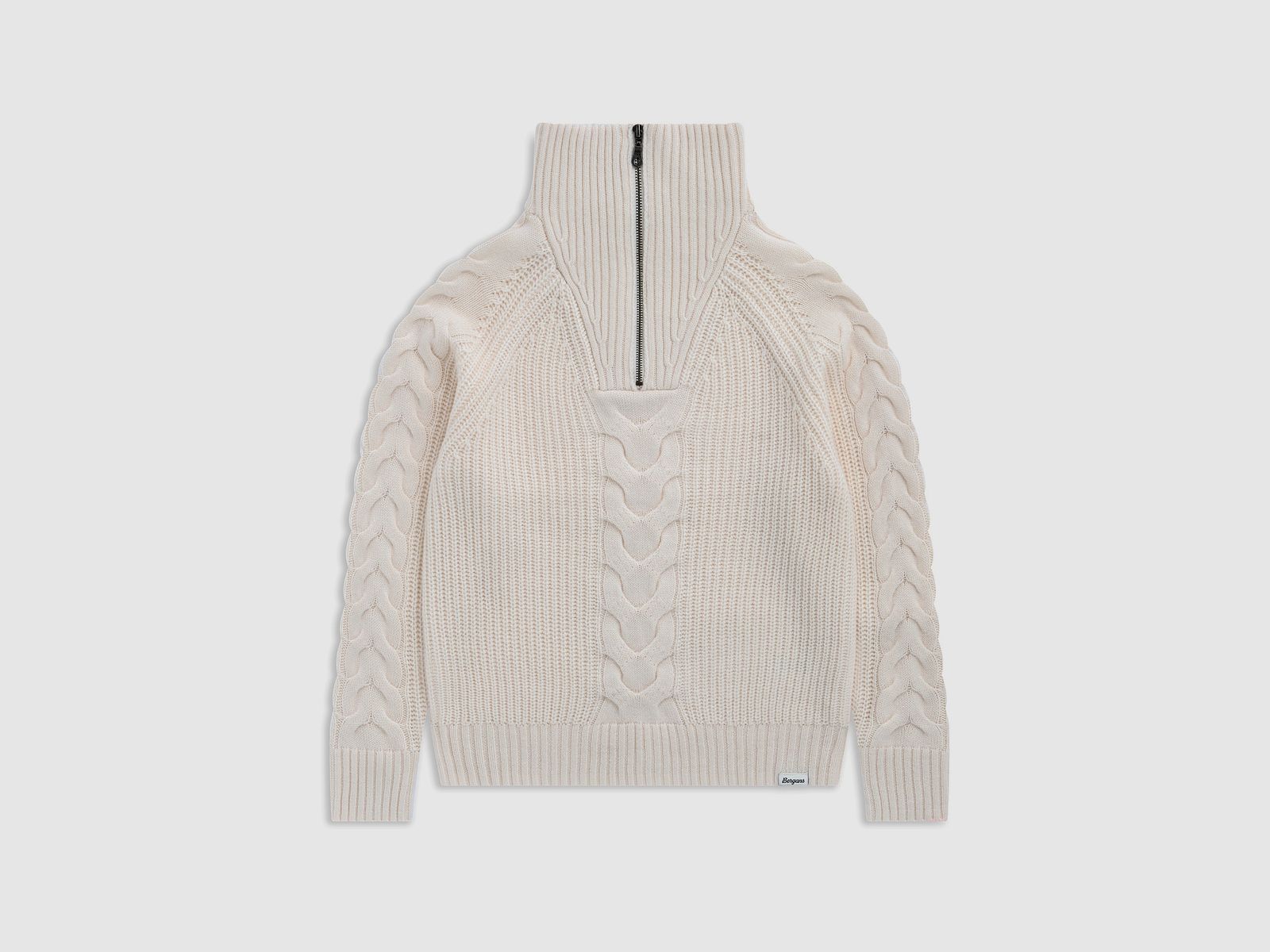 Bergans Milde Knitted Half-Zip Wool Sweater Women Cream S