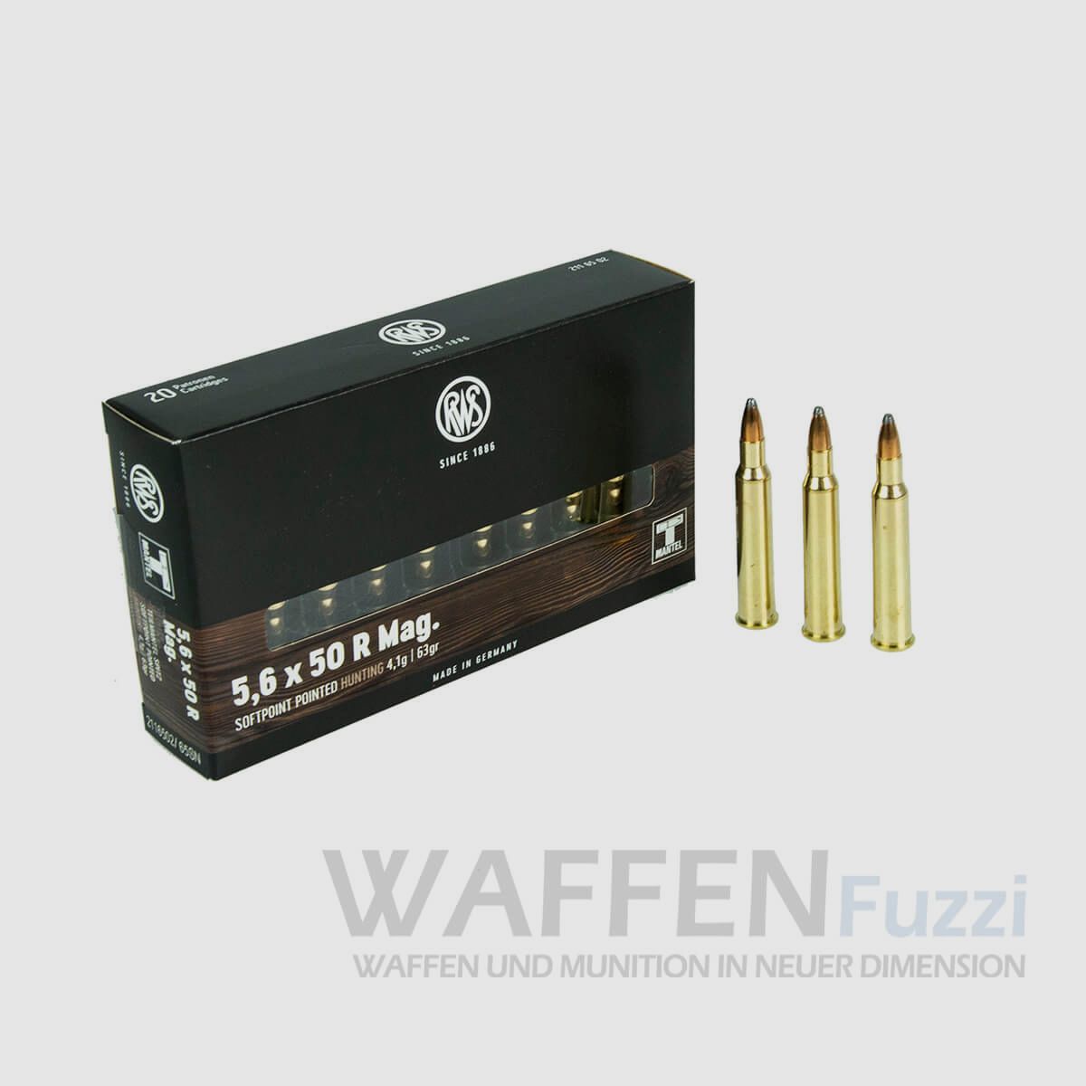 Cartucce da caccia RWS calibro 5,6x50 R Mag. TMS 64gr. 20 colpi