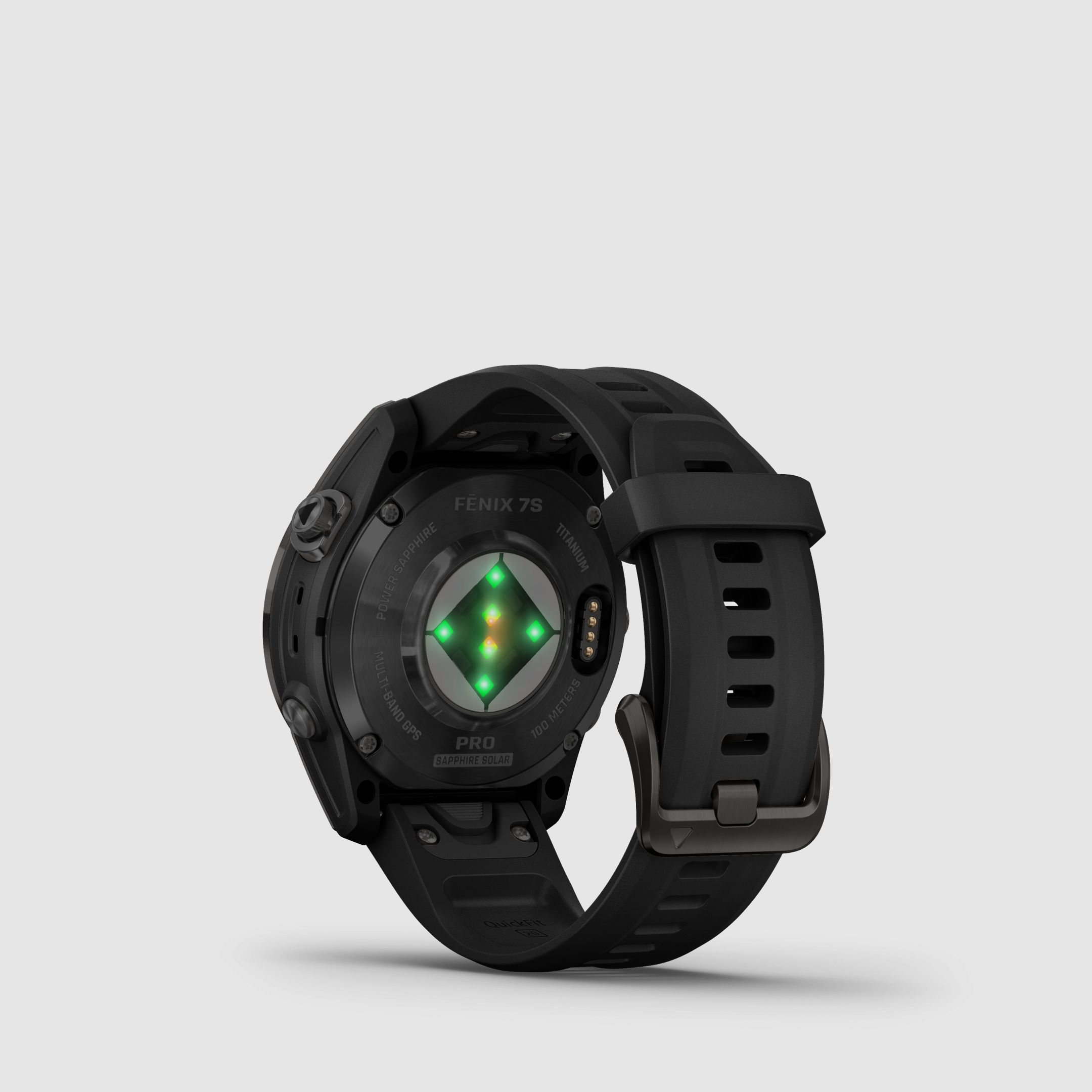 Garmin fēnix® 7S Pro – Sapphire Solar Edition, Schwarz/Carbongrau Titan DLC mit QuickFit®-Silikon-Armband 20 mm