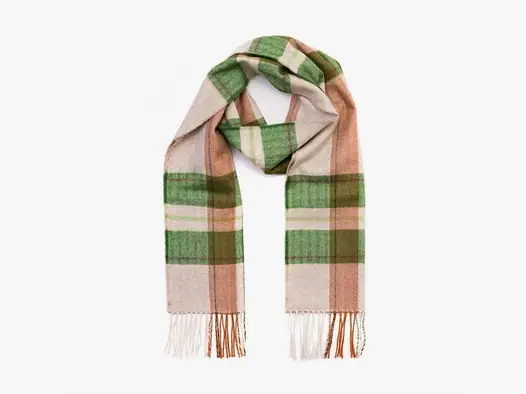 John Hanly Merino Wollen Sjaal, groen roest check
