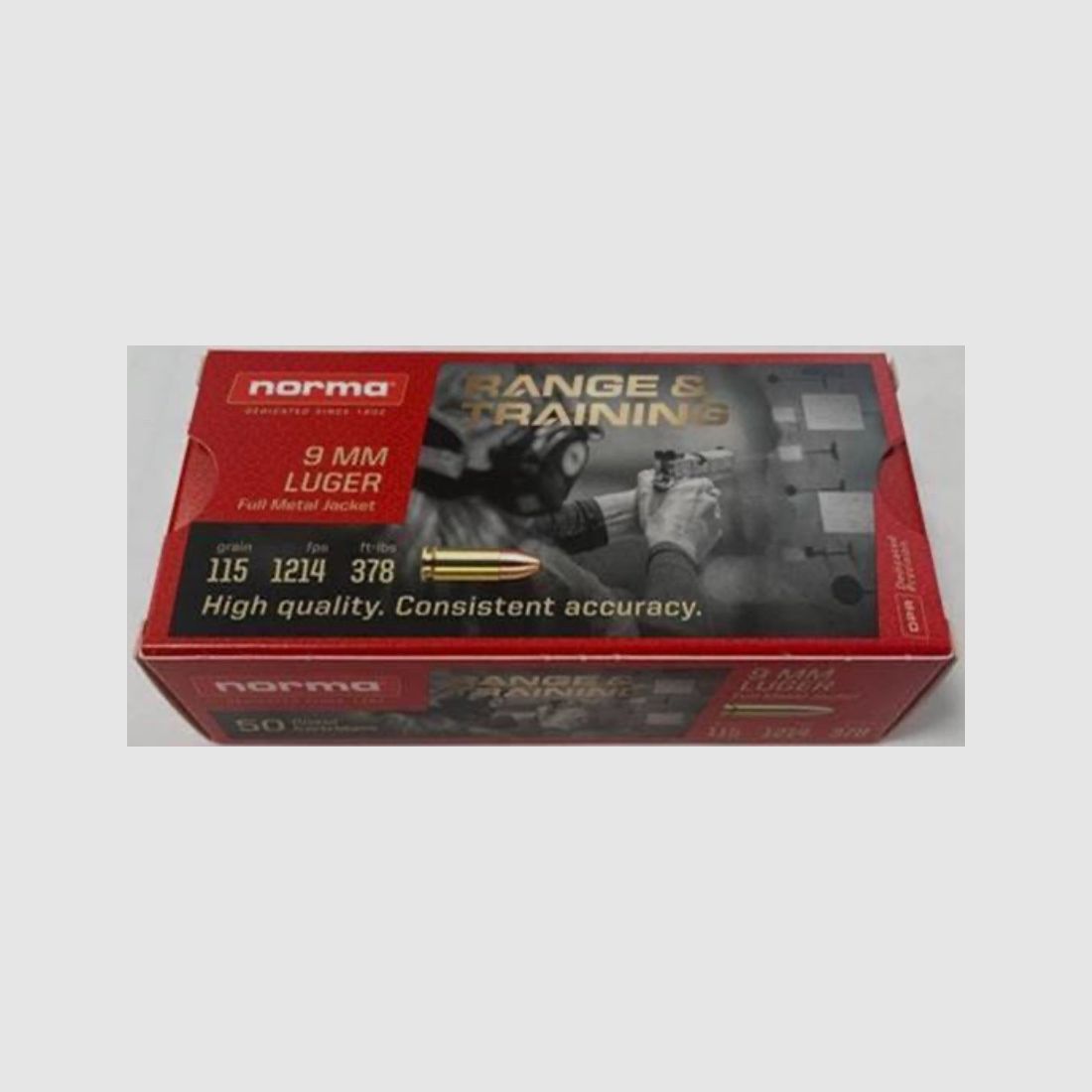 Norma 9mm Luger VM 7,45g 115grs. Pistolenmunition Sport Vollmantel 2422369