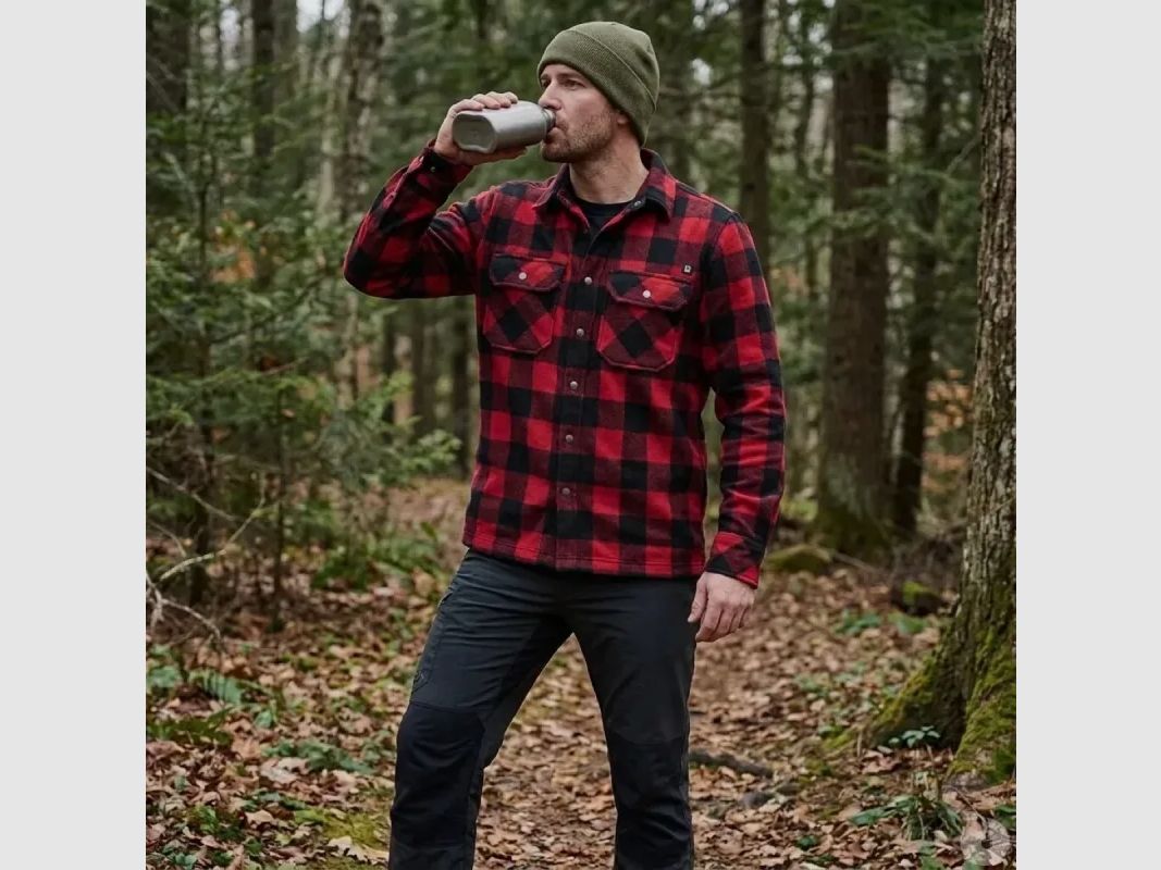 Fleecehemd Herren Jeff Brandit® - Rot und Schwarz - Lange Ärmel, Bild 1 von 13