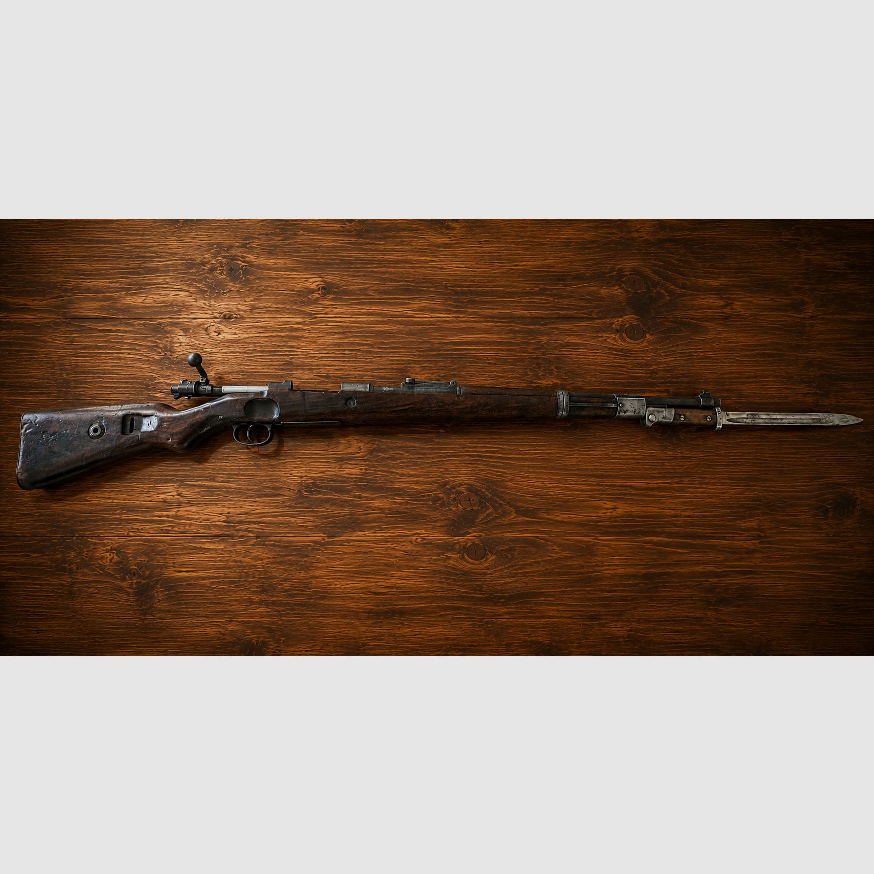 Karabiner K 98 k désactivé original avec baïonnette et munitions factices
