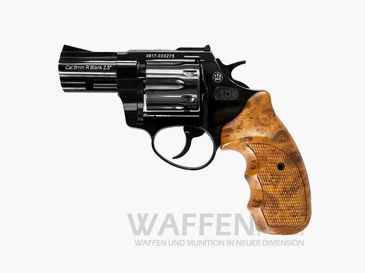 Zoraki R1 2.5 inch blank-firing weapon black shiny with wood grip optics