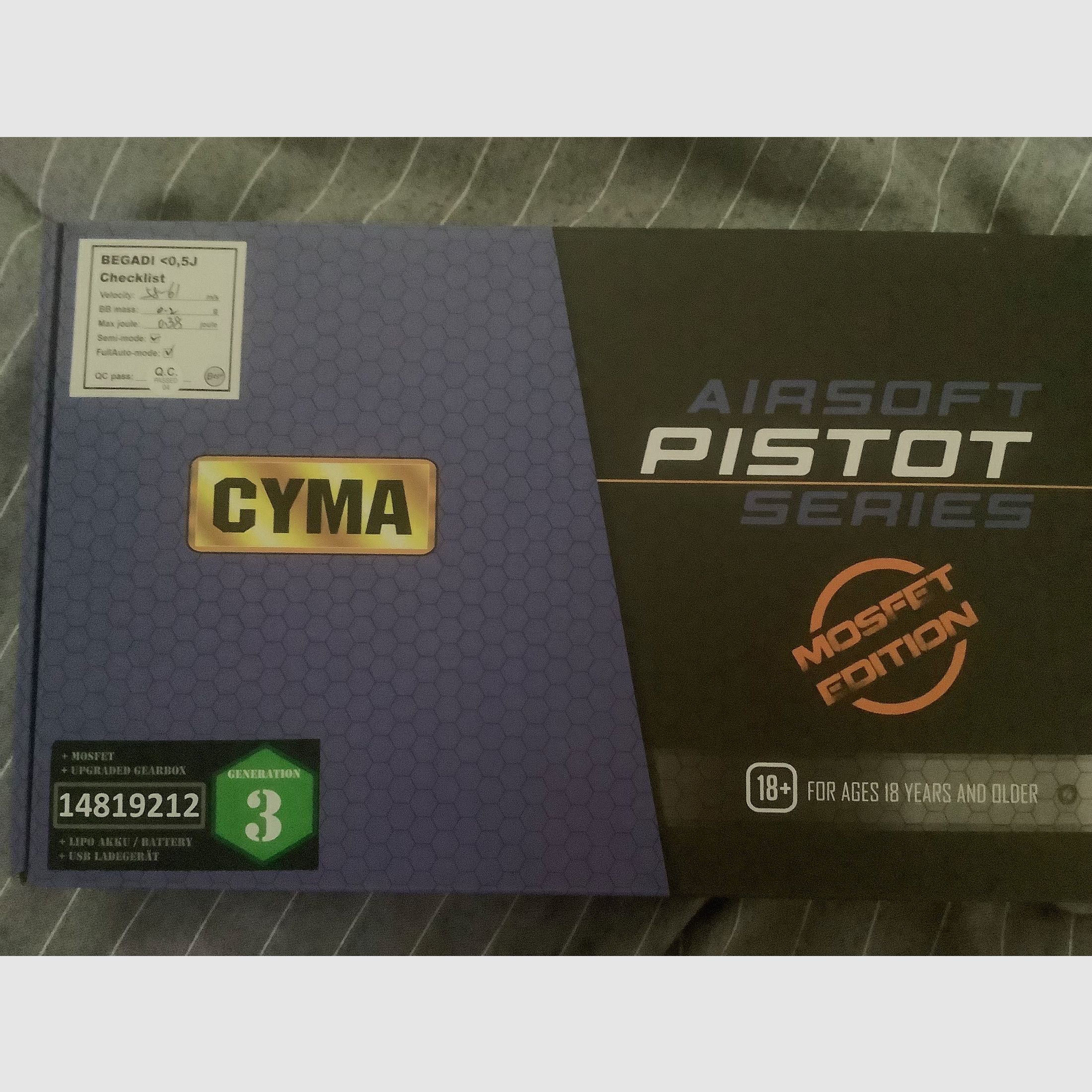 Cyma 127 Mosfed Edition 3 AEP pistol 0.5 joule in grey