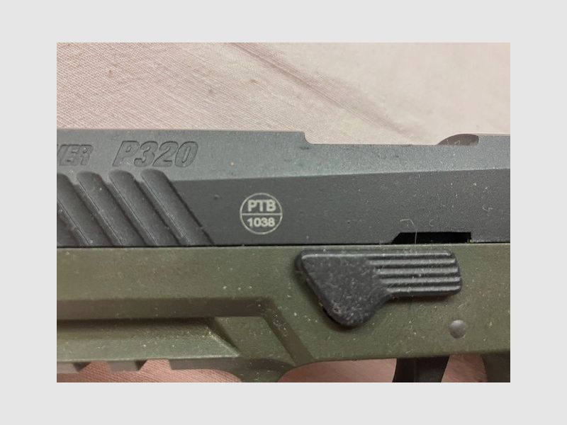 SIG SAUER P320 OD-GREEN, cal. 9mm P.A.K. PTB Nr. 1038