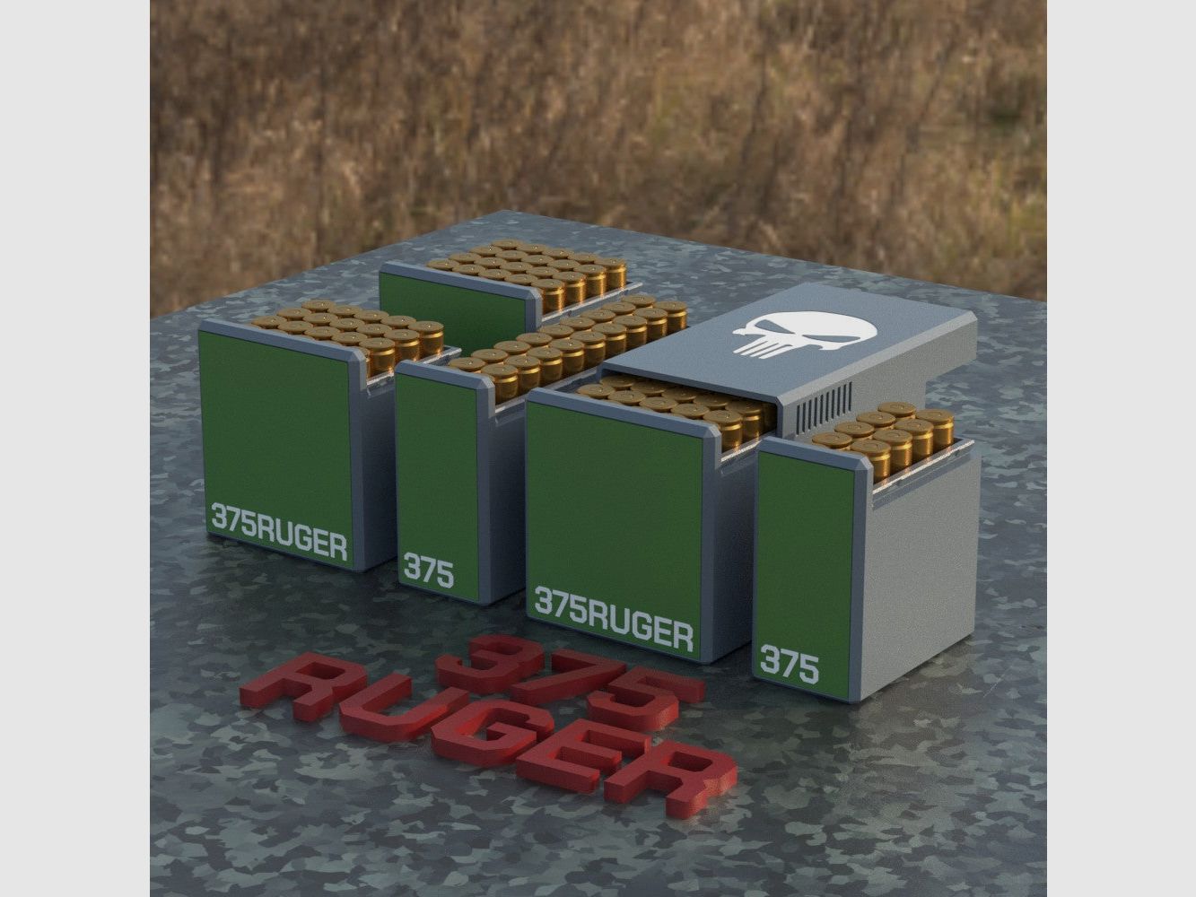 Filamelt Munitionsbox / Ammo Box .375 Ruger – Patronenbox für 50 Schuss, Made in Germany