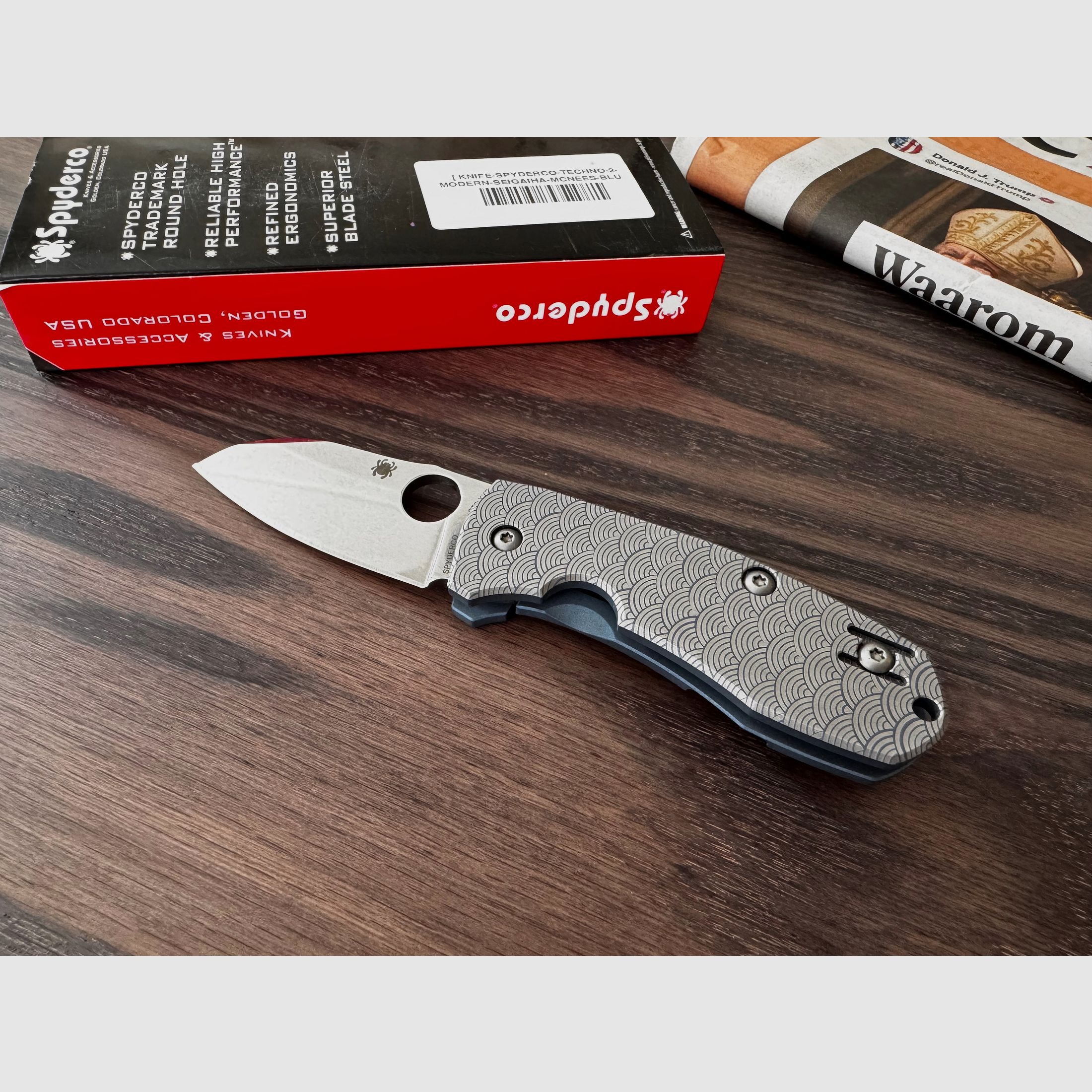Spyderco Techno 2 EDC Modern Seigaiha Motiv (Exklusiv) Blau