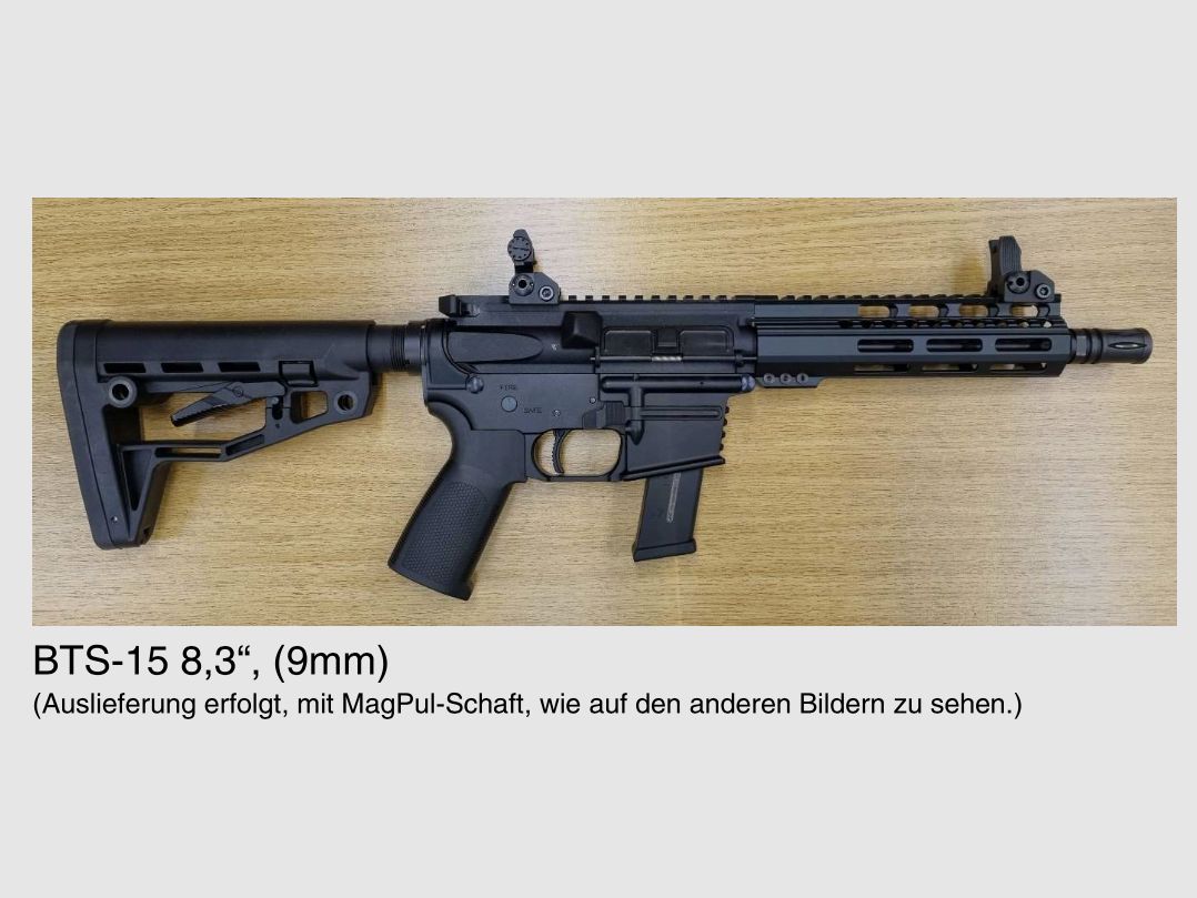 AR15 oder AR Wechselsystem in den Kalibern .223Rem, 9mm Luger, .300 AAC Blackout .450 Bushmaster 6,5 Grendel von BTS Bavarian Tactical Systems