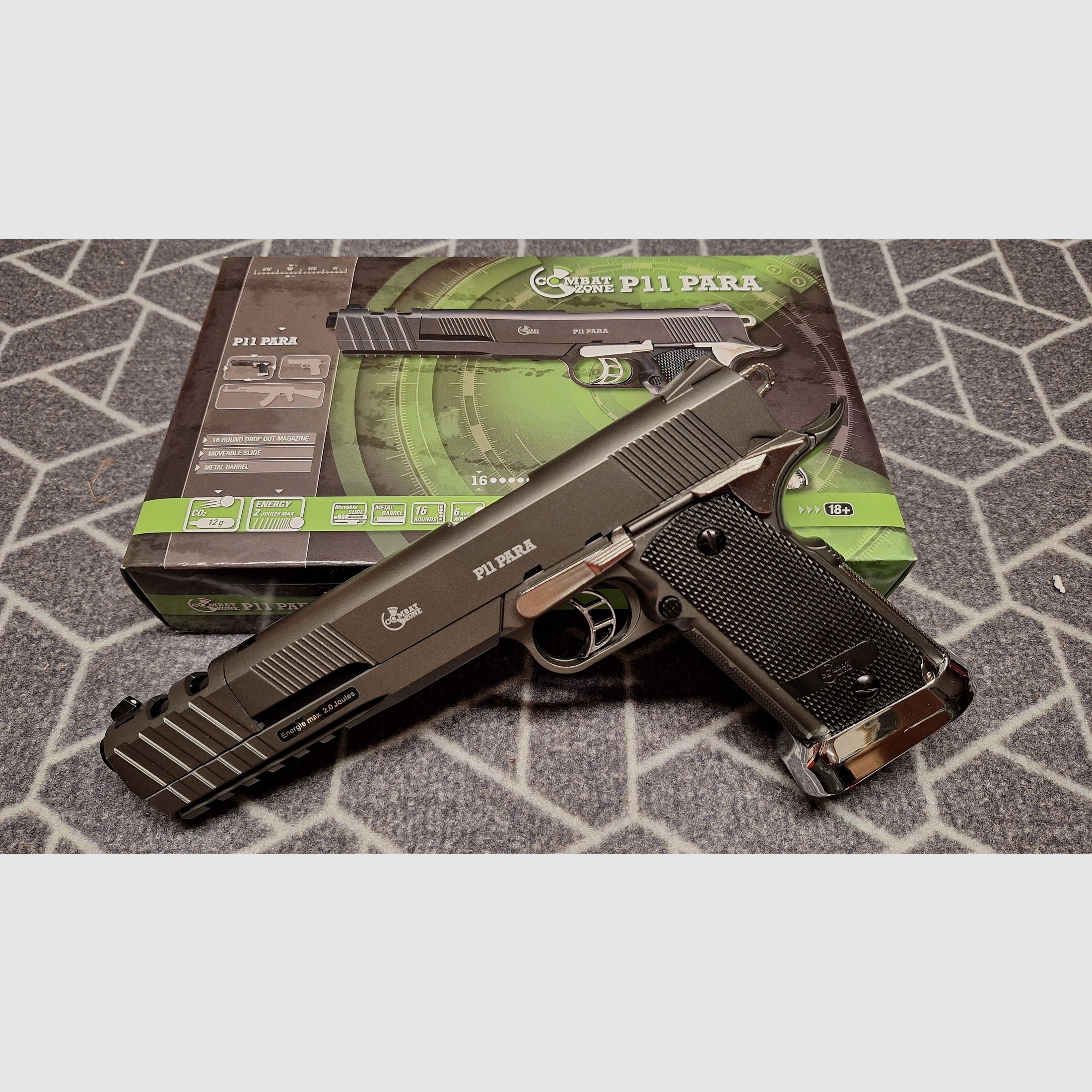 Combat Zone Modell P11 Para Bicolor Softair-Co2-Pistole Kaliber 6 mm BB NBB