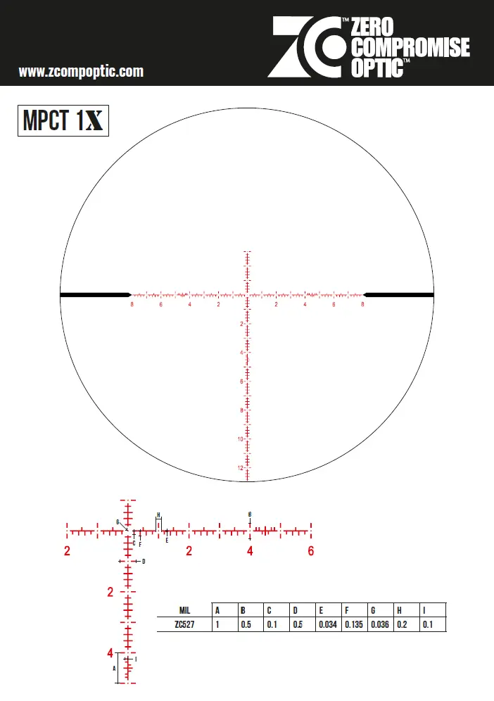 Luneta Zero Compromise Optics ZC840 8-40×56 Ret. MPCT1X MIL z blokadą, zdjęcie 2 z 5