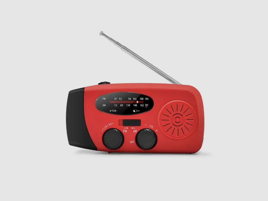 Crank radio FM/AM with power bank and solar charging