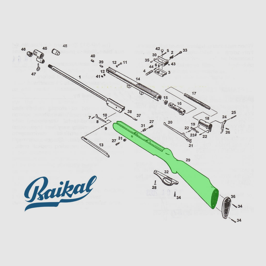 Kunststoffschaft fĂĽr Luftgewehr Baikal IJ 512