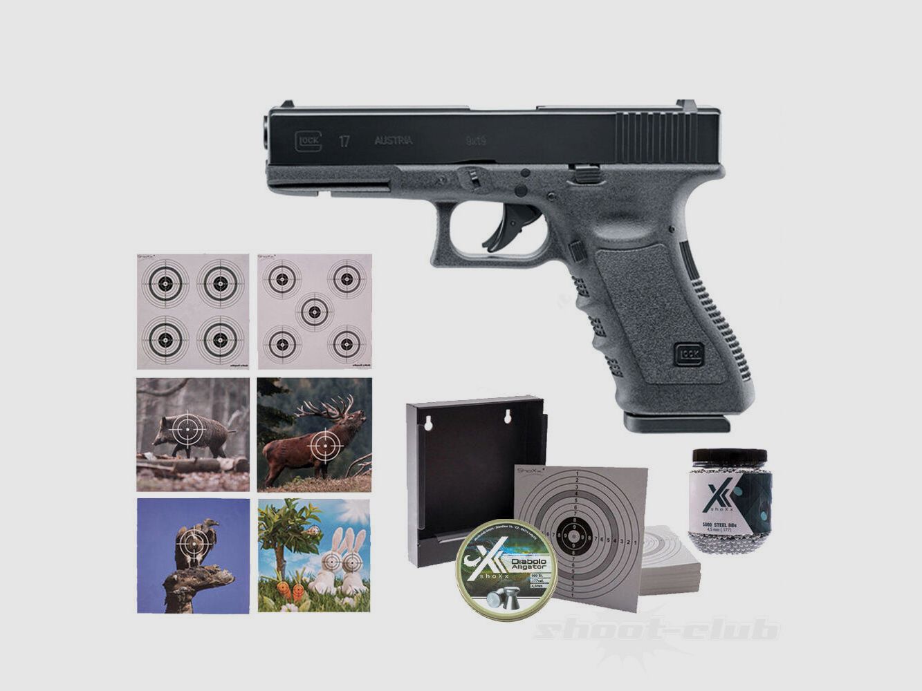 GLOCK	 Glock 17 - CO2 Pistole ZS Set 4,5 mm BB und Diabolos