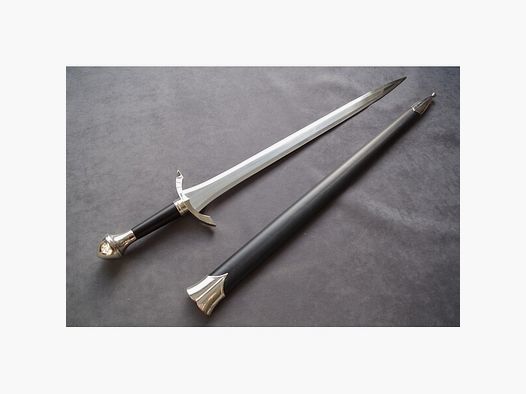 Schwert Mittelalter mit Metallscheide 74 cm schwer , komplett aus verschiedenen Metallen !
