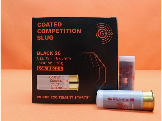 GECO Patrone 12/67,5 GECO 26g Slug (2317625) VE 25 Patronen (Coated Competition Black) LOW RECOIL