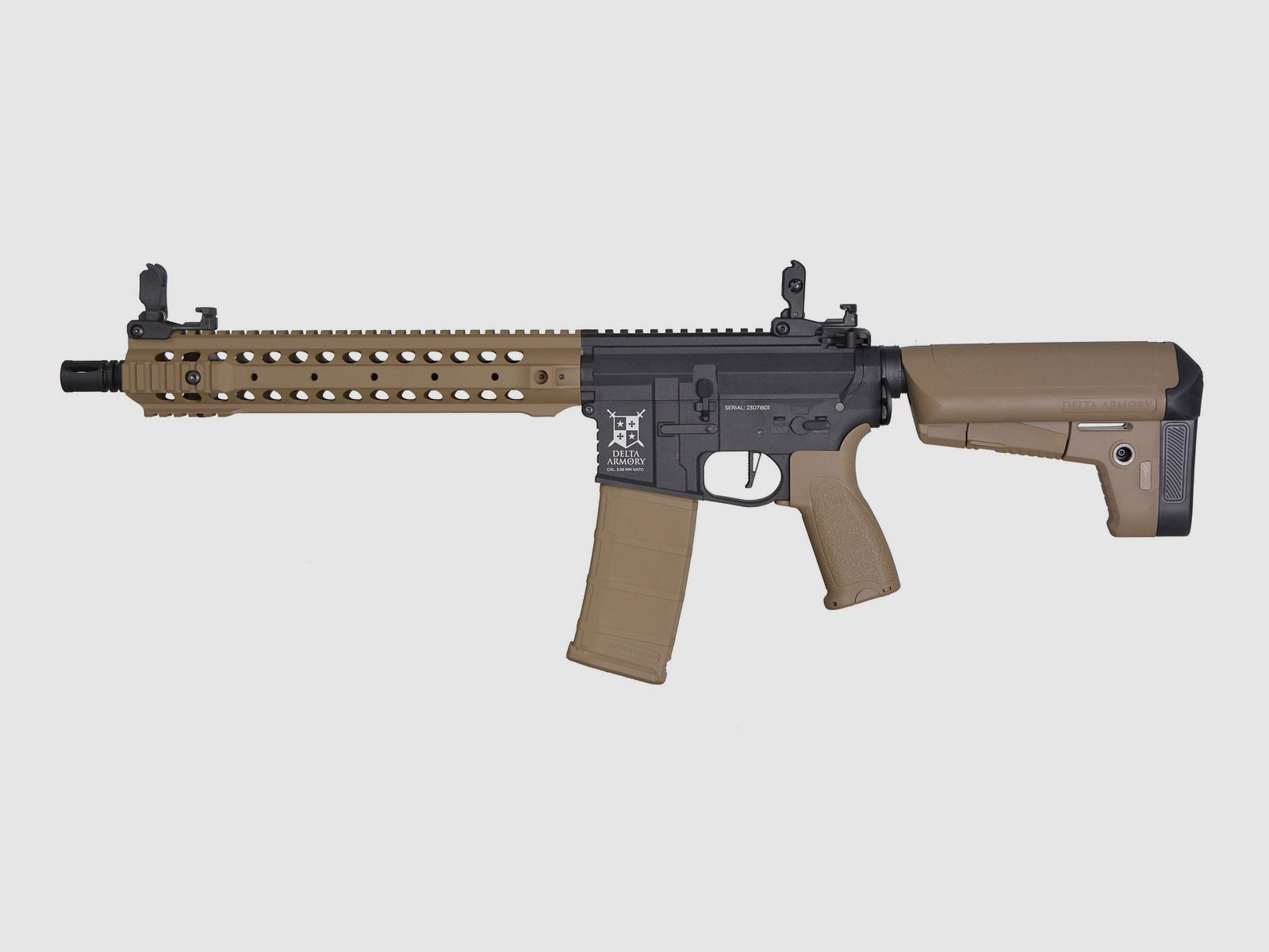AR15 URX 3 12 Zoll BRAVO Schwarz/Tan Delta Armory Schwarz S-AEG Airsoft Gewehr Frei ab 18 Jahren