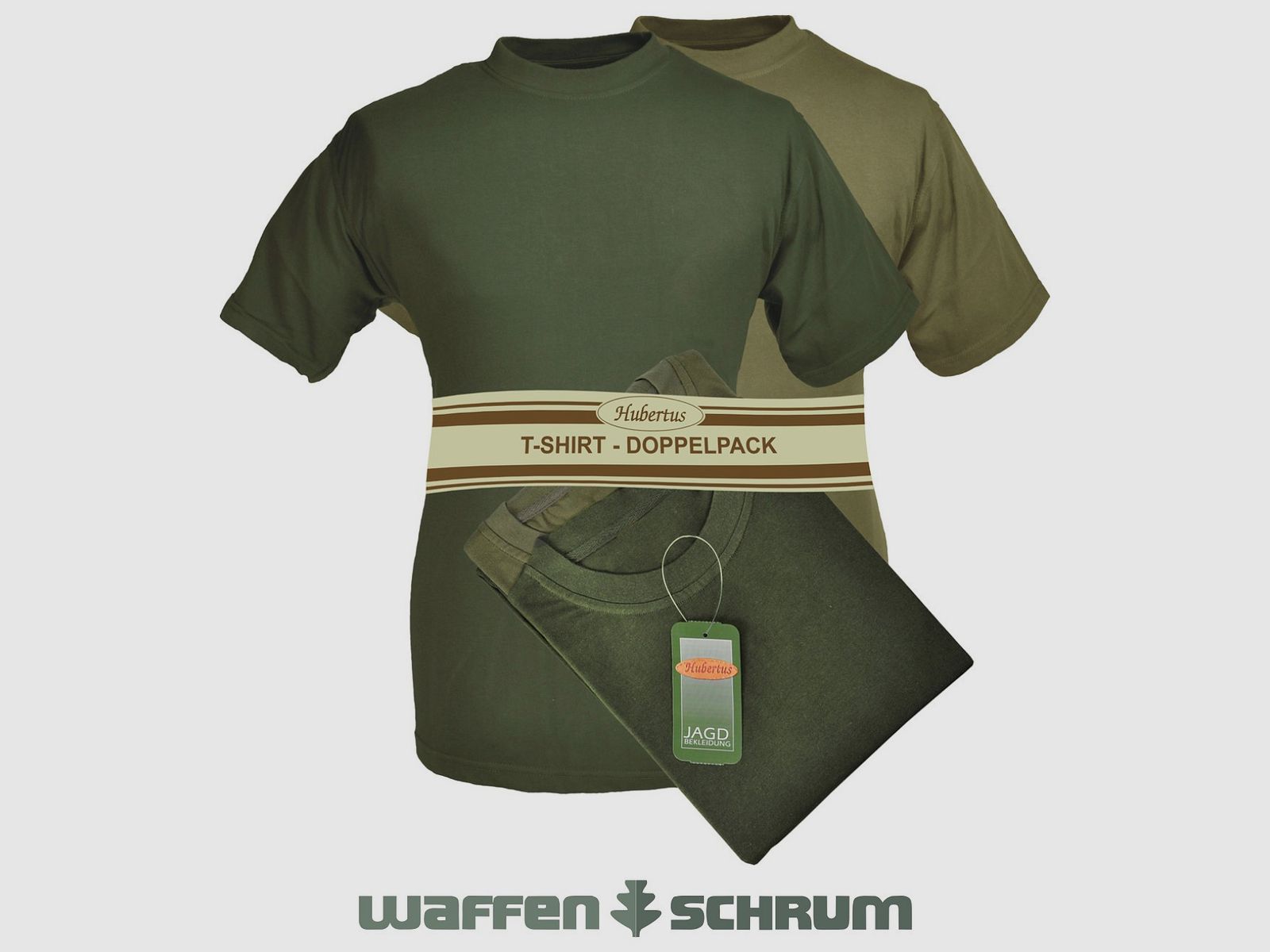 Hubertus T-Shirt Doppelpack Oliv / Schilf