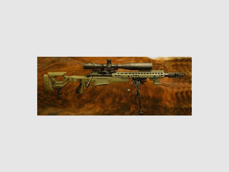 Accuracy .308 Win Sniper Custom AICS-AX GREEN crosse pliante système Remington 700 L.W. HELICAL BULL canon match frein de bouche Ebi lunette OPTIONNELLE
