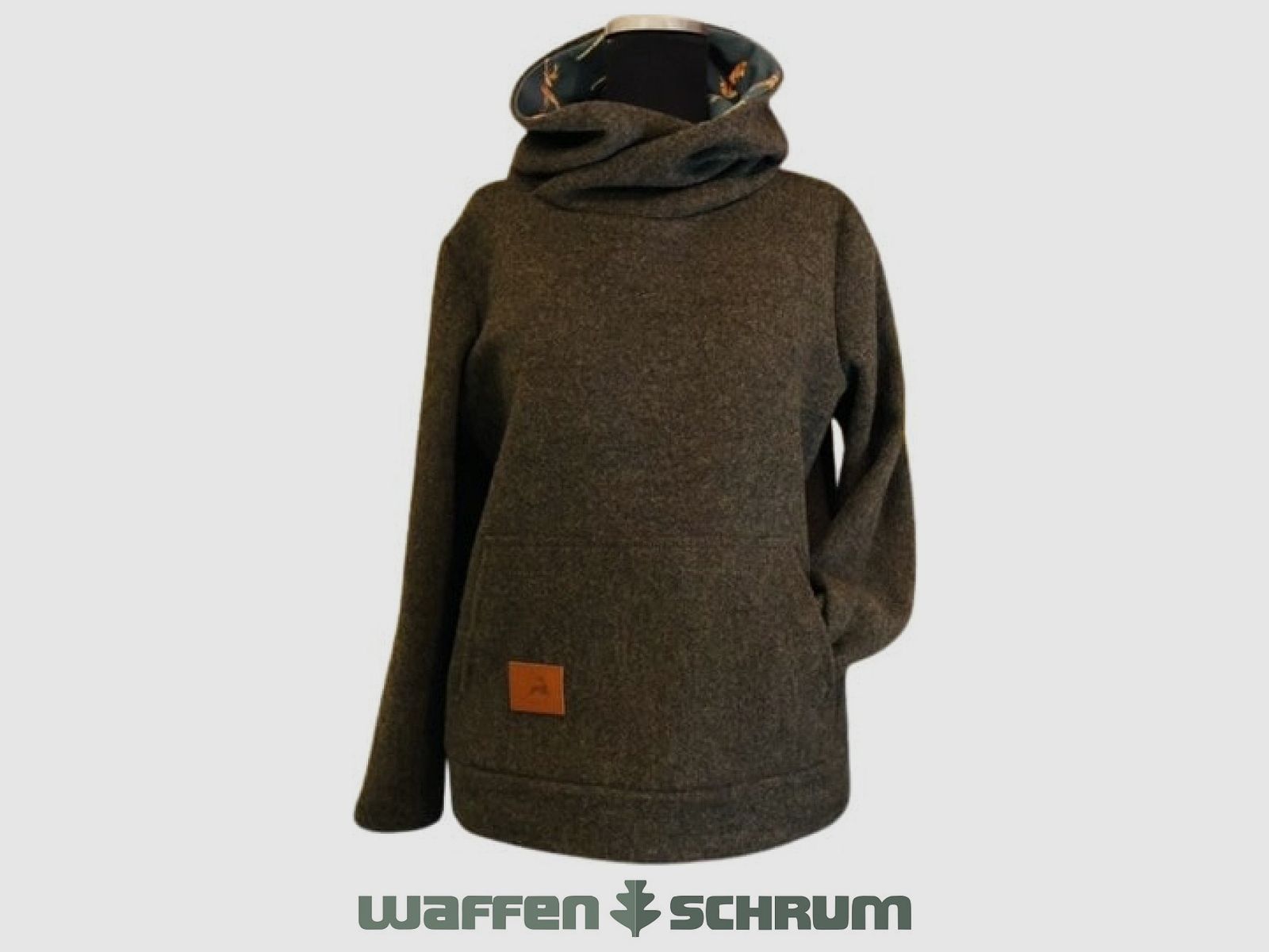 Loden hoodie trui schors