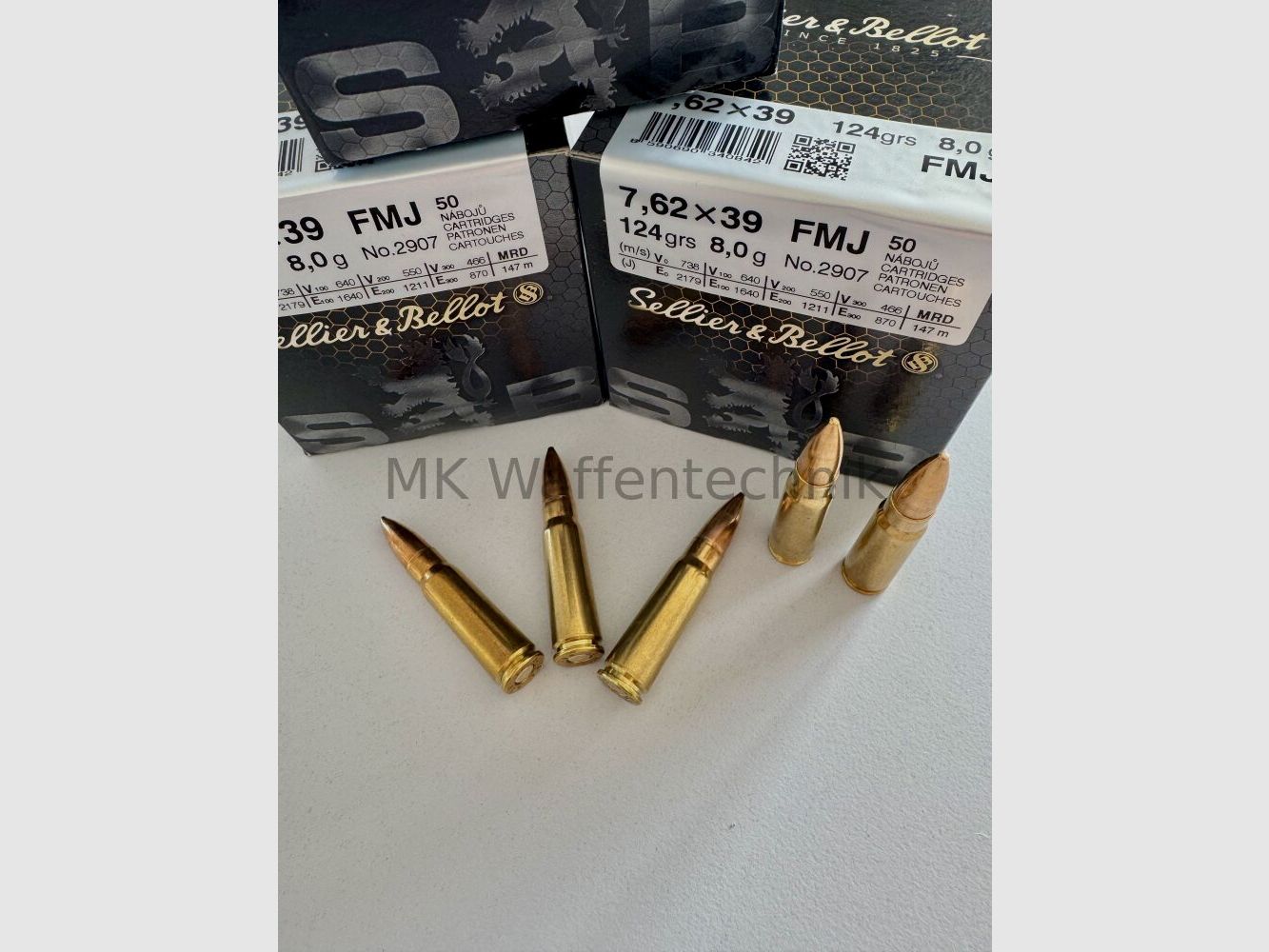 Sellier & Bellot cartridge ammunition 7.62x39 FMJ 8.0g 50 pcs