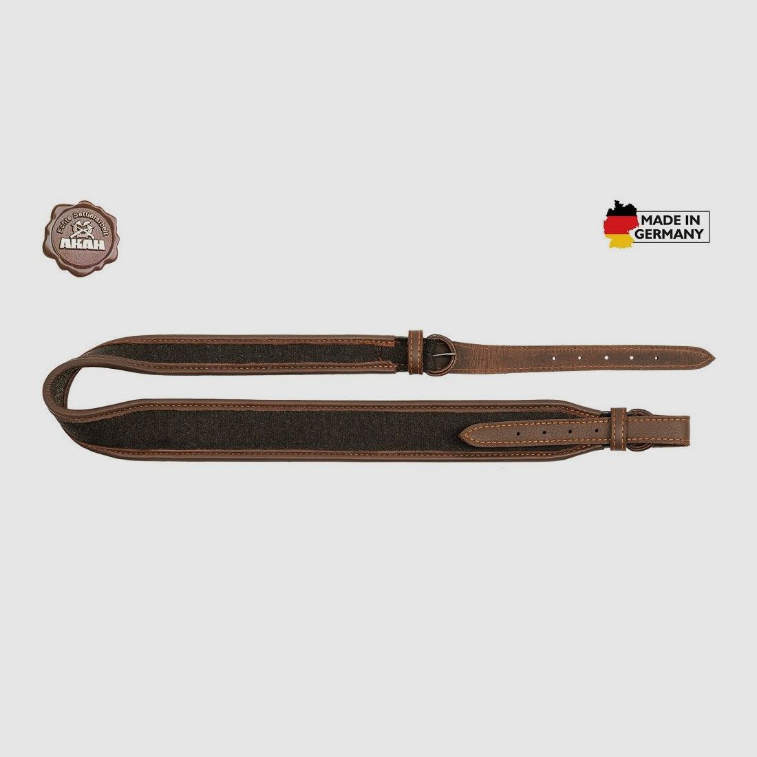 AKAH Gewehrriemen Elchleder & Loden mit Kork-Unterlage