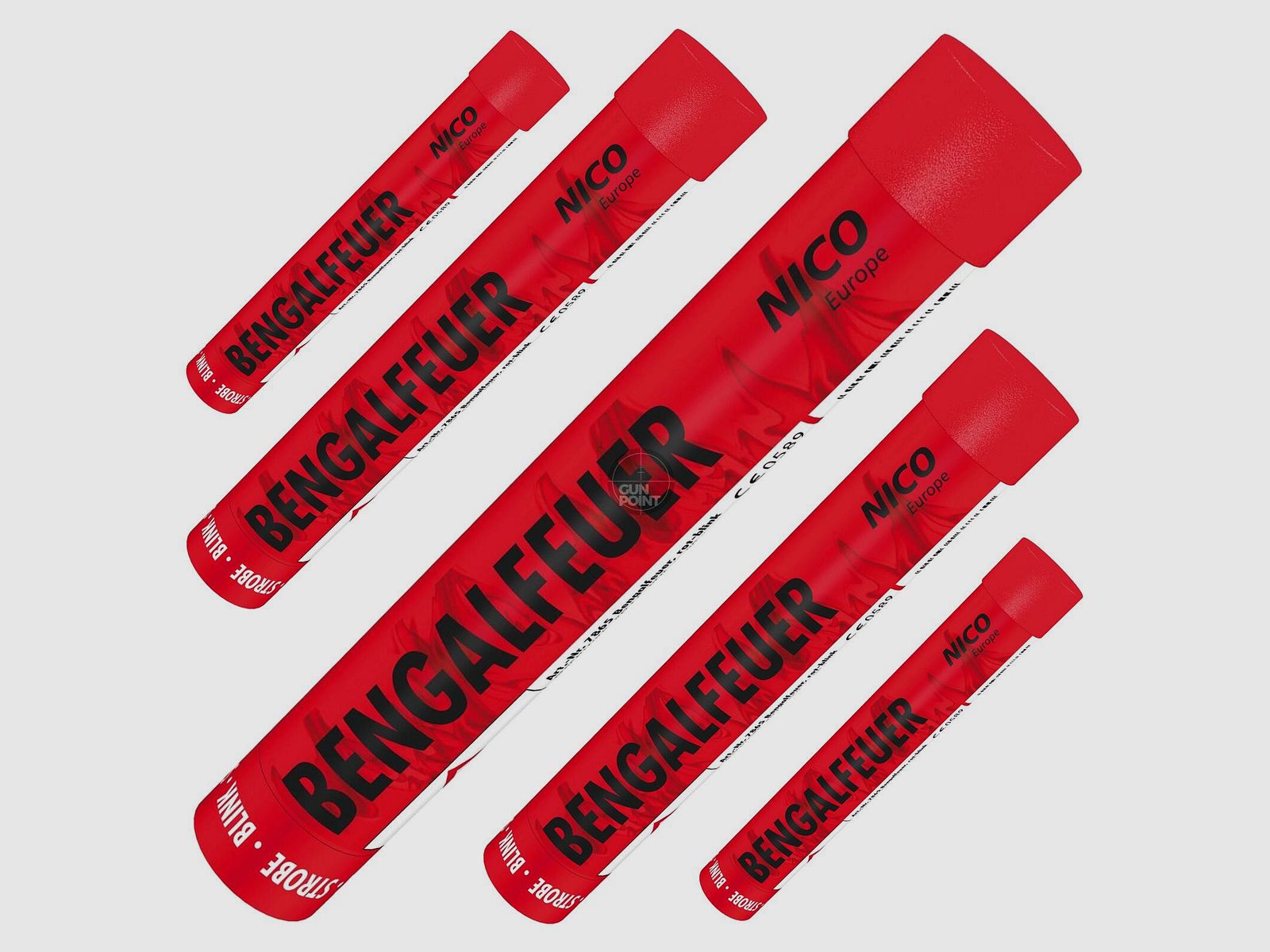 5er SET !!! Nico Pyro Bengalfeuer Rot - blinkend