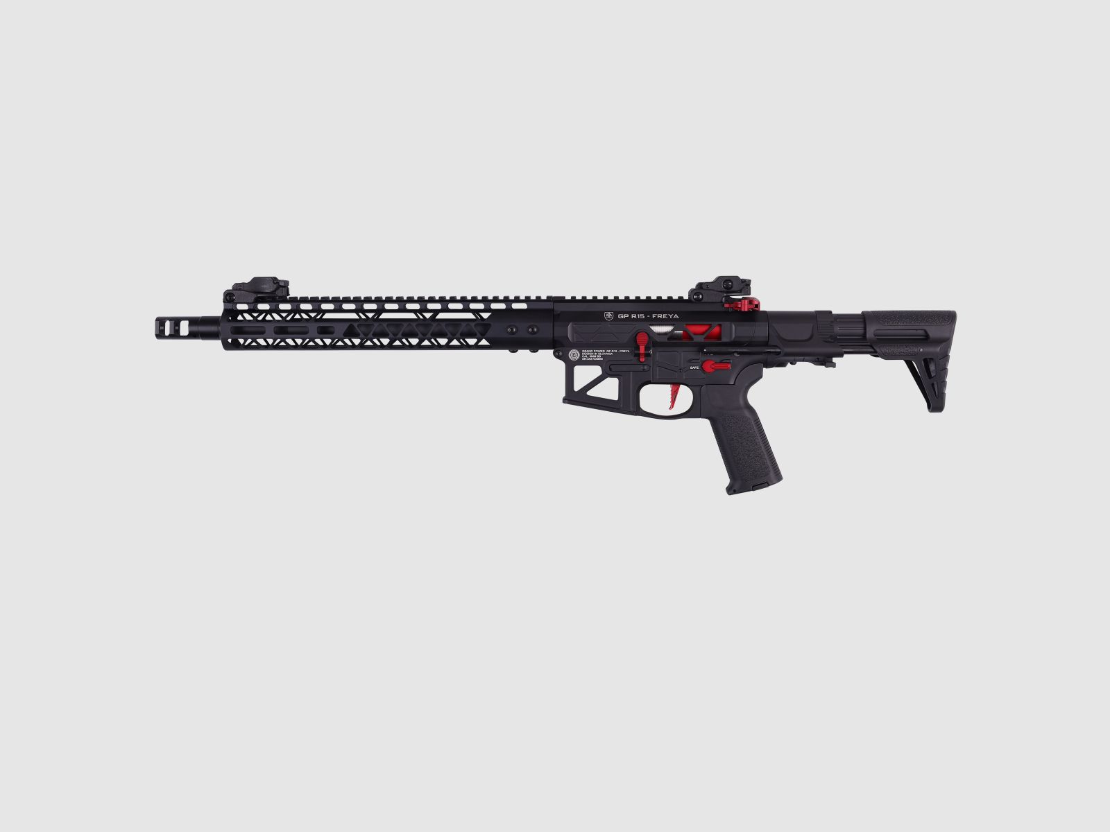 GP R15 FREYA ALPHA Full Skeleton PDW 13" gen.2 M-LOK Czarny/Czerwony S-AEG 18+ -F- | Delta Armory