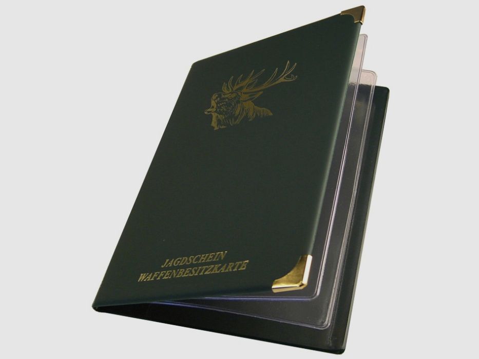 TRIEBEL articolo regalo: custodia per porto d’armi o licenza di caccia, verde, con capriolo maschio, immagine 2 di 2