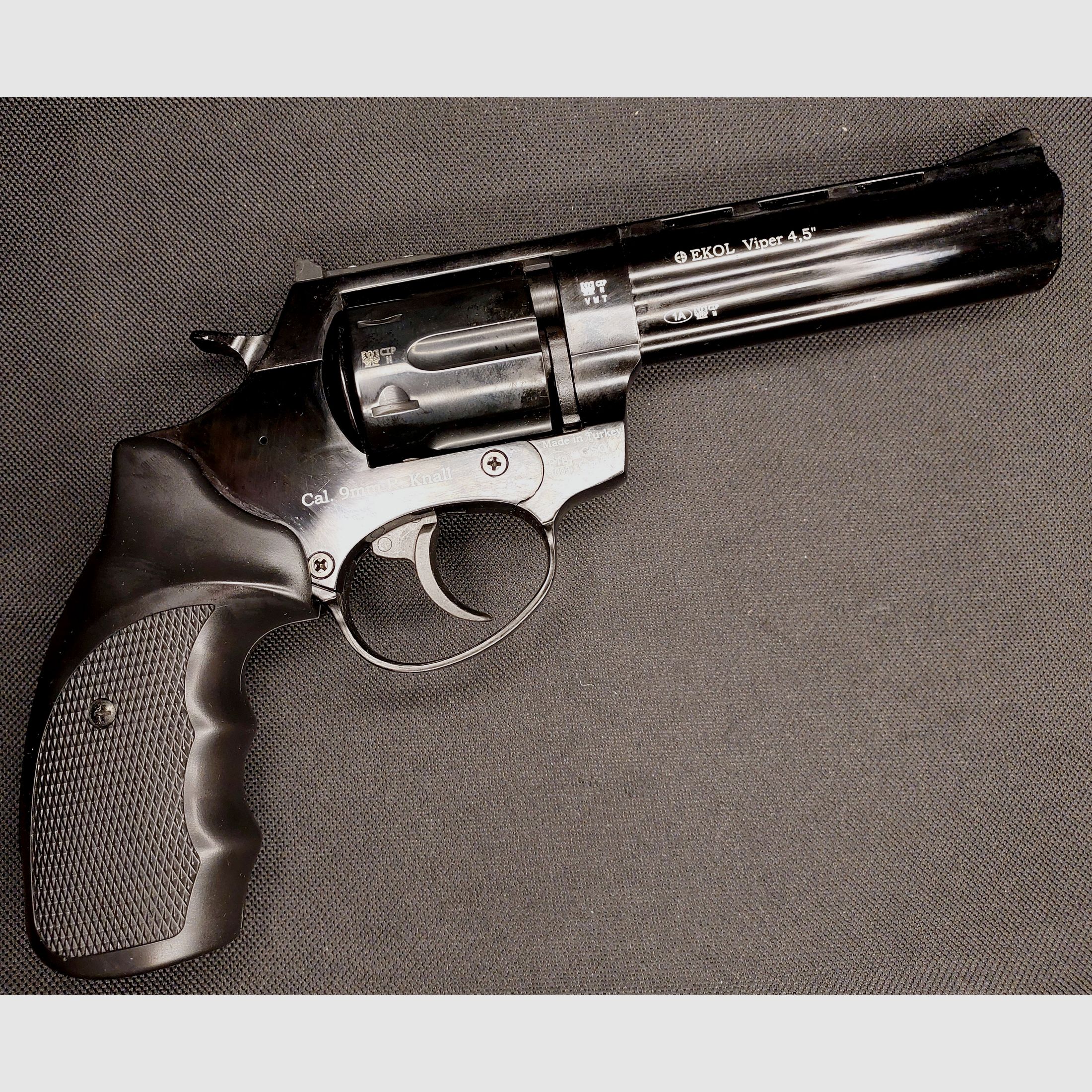 Ekol Viper 4,5 Zoll Schreckschuss Revolver Schwarz 9 mm R.K. (PTB 1003) Stahltrommel