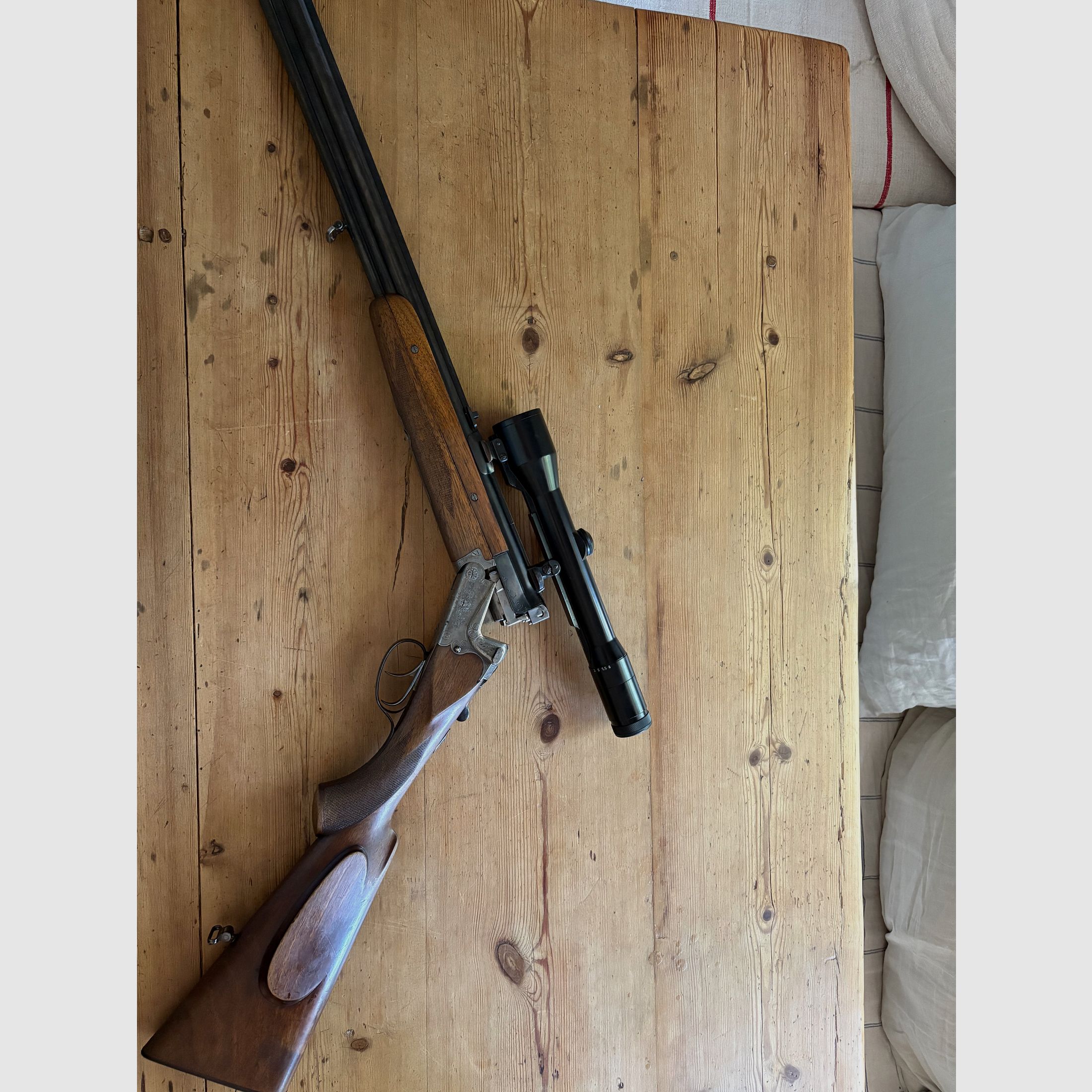 Karabin Merkel Bockbüchsflinte 7x57 R połączony z 12/70 z wymiennym zestawem strzelb 12/70