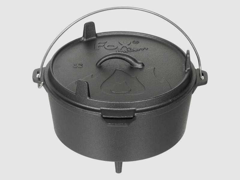 Feuertopf / Dutch Oven - Gusseisen - ca. 5,7 L - zum Kochen und Backen im Lagerfeuer / Glut