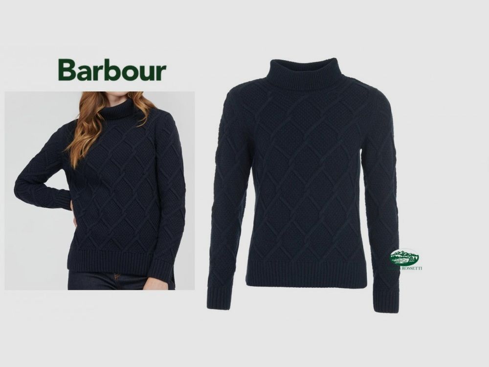BARBOUR BOURNE cable knit turtleneck blue women