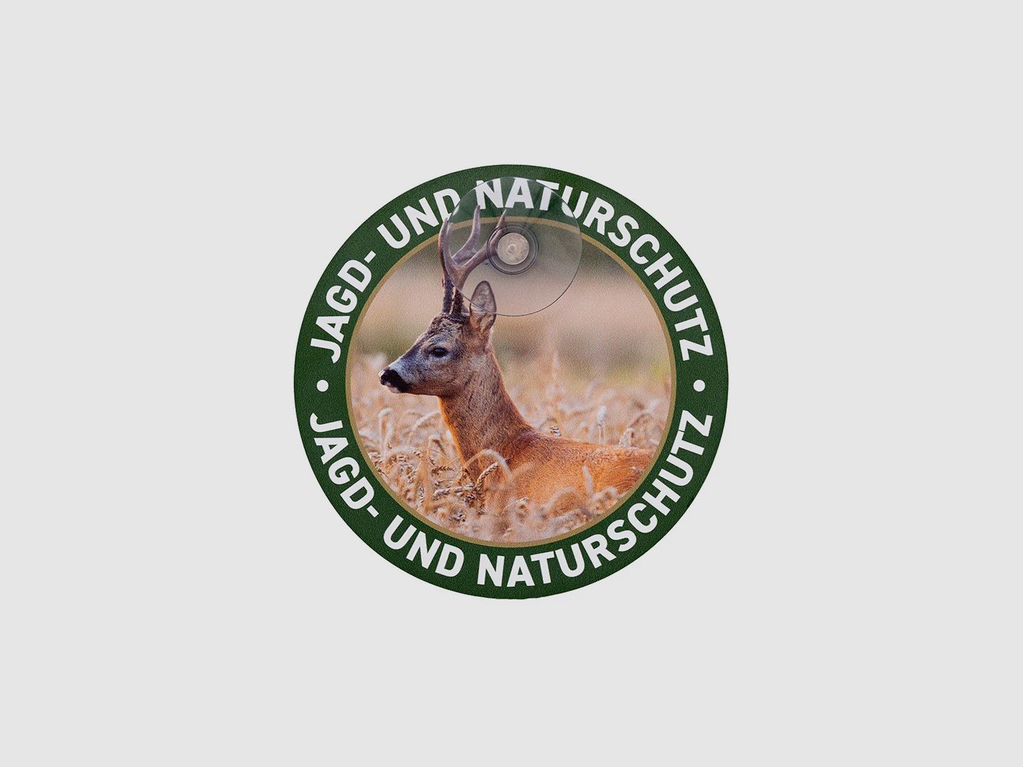 Plaque auto ronde avec ventouse "Chasse & Protection de la nature" Chevreuil