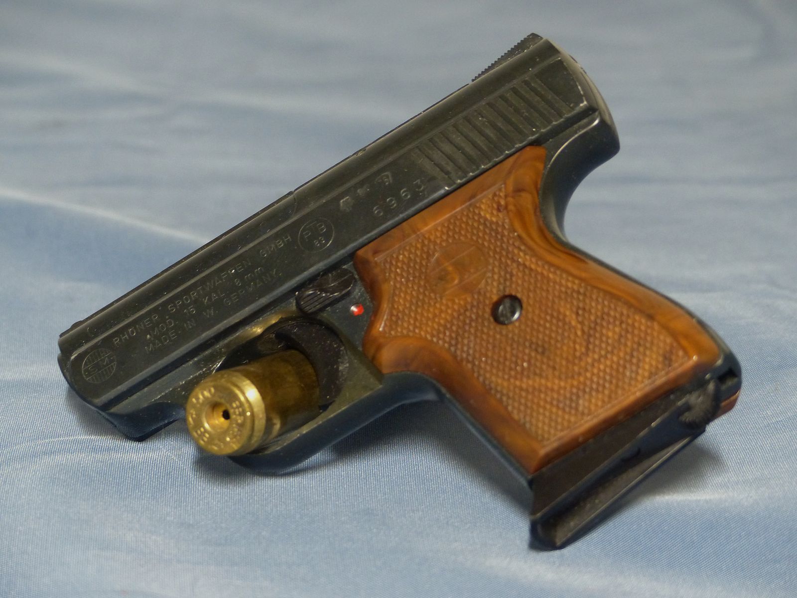 Schreckschuss Gas Pistole Rhöner Sportwaffen GmbH SM 15 Cal. 8 mm Knall PTB 83/2 aus 1977 vintage