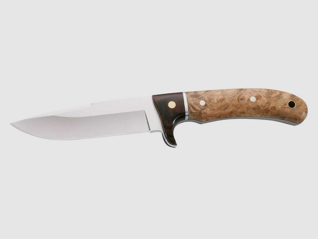 Einhandmesser Herbertz Stahl AISI 420 KlingenlĂ¤nge 10,8 cm Rotholz Wurzelholz inklusive Lederscheide (P18)