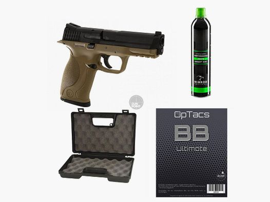 SET !!! Softair - Pistolet - WE - Version métal M&P GBB désert - à partir de 18 ans, plus de 0,5 Joule