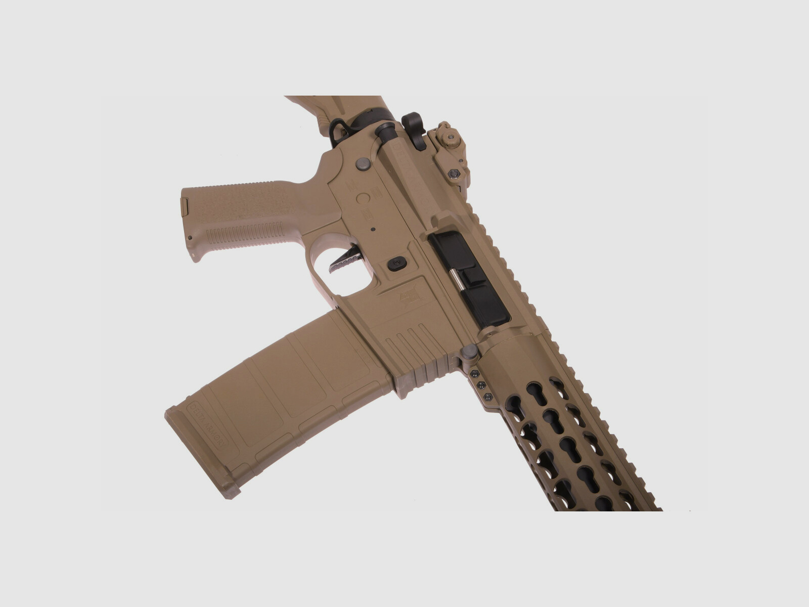 AR15 KeyMod 10 inch CHARLIE EAGLE ETU Tan S-AEG Airsoft Geweer Vrij vanaf 18 Jaar | Delta Armory