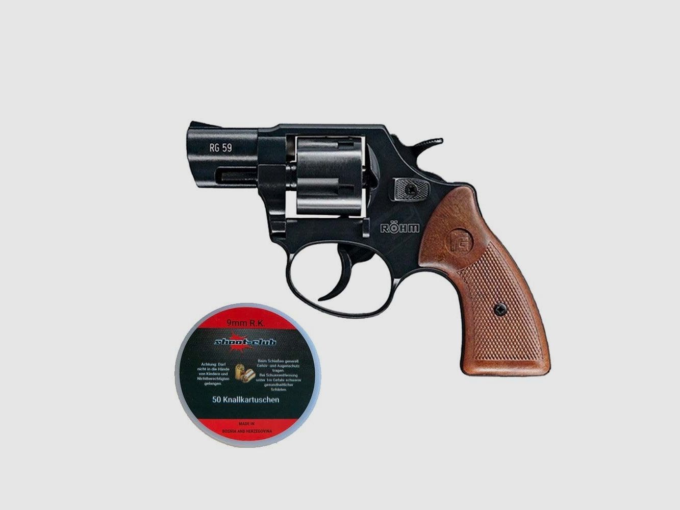 Various Röhm RG 59 Le Petit blued blank firing revolver
