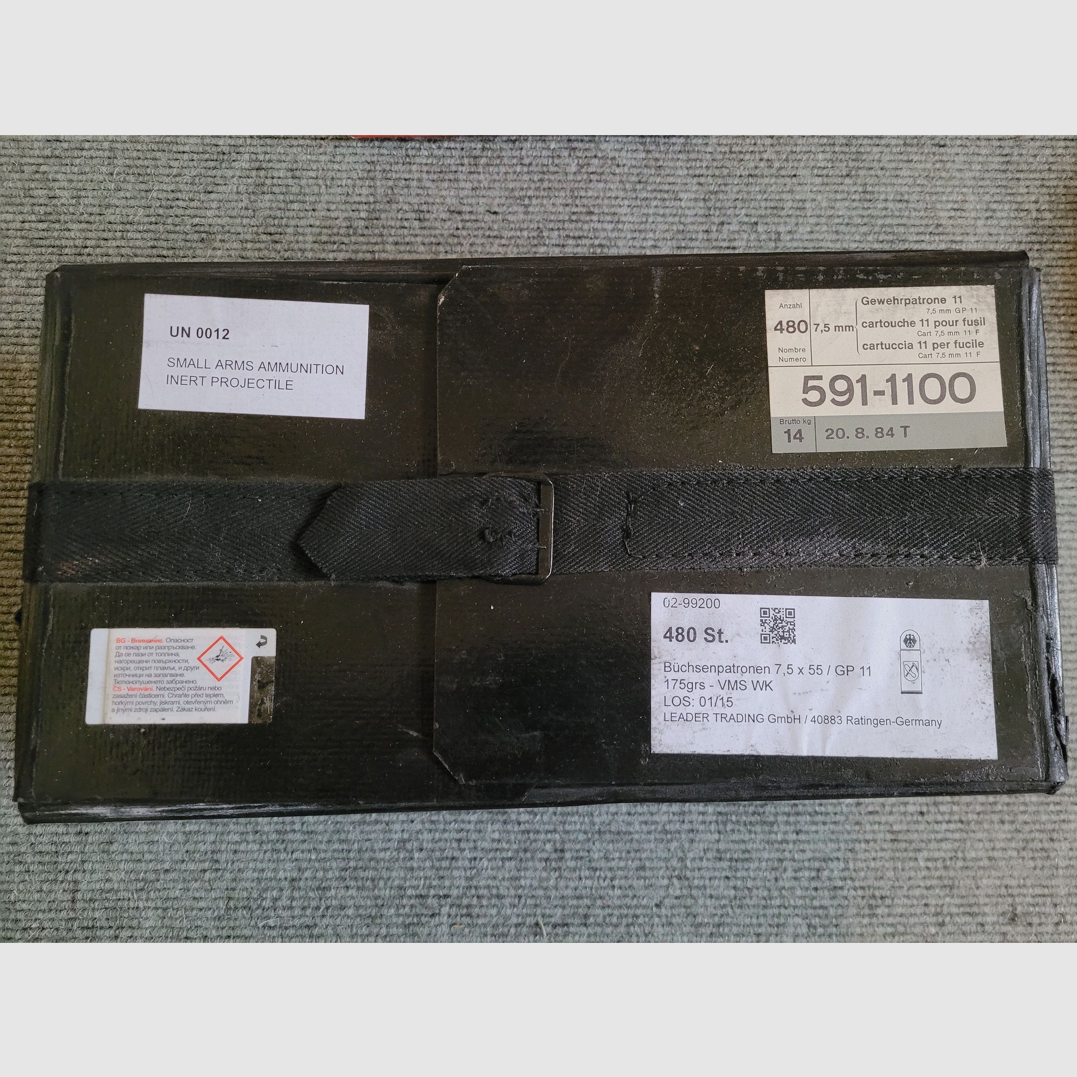 1920 disparos VM FMJ 7,5x55 suizo GP 11 fabricación militar suiza original