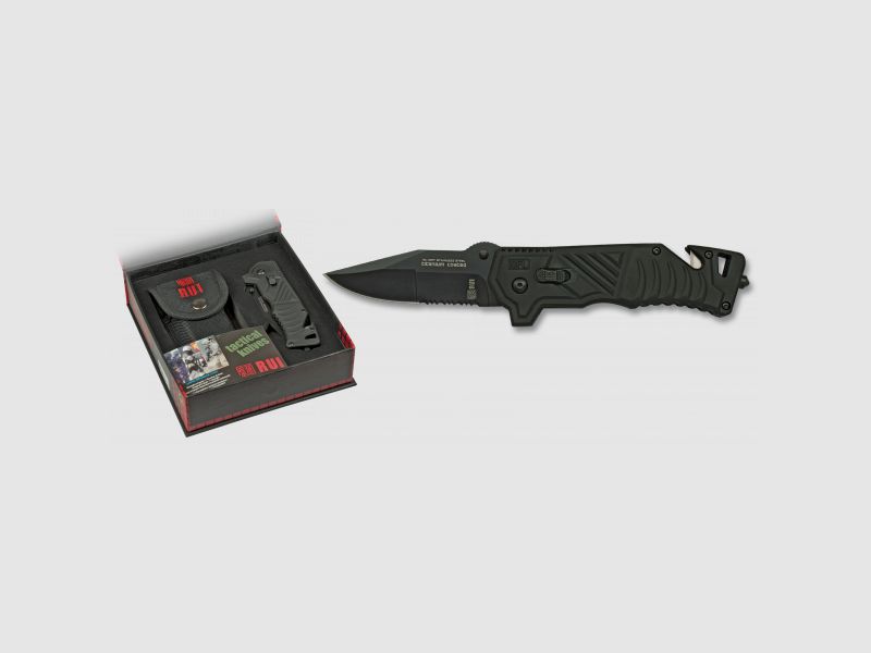 Rettungsmesser RUI Taschenmesser Titan beschichtet mit Nylon-Etui Gurtschneider
