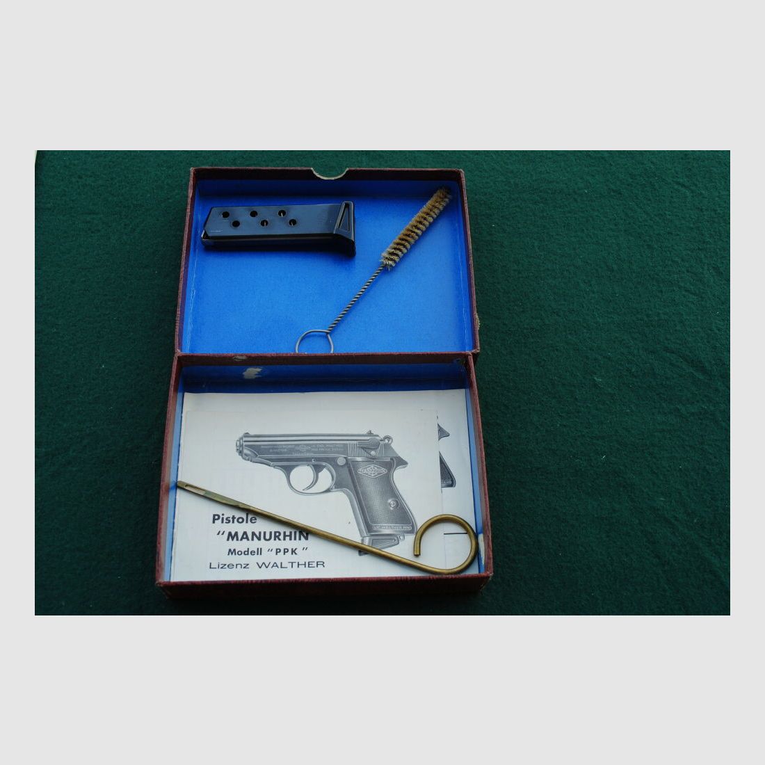 Walther PPK by Manuhrin, steel grip, original packaging with shot pattern