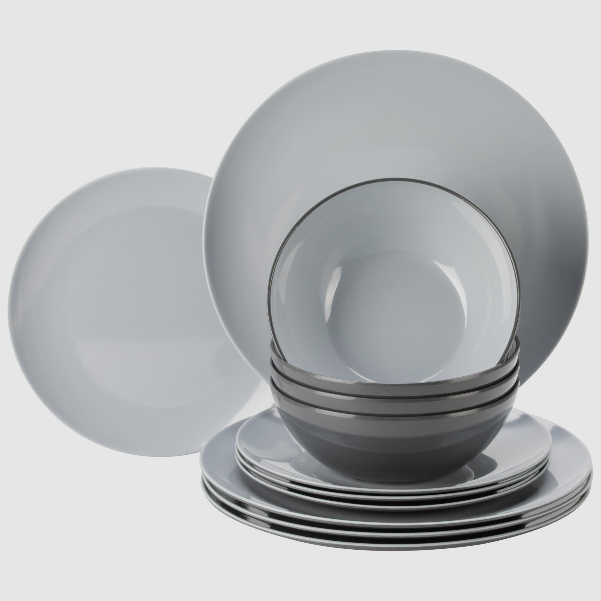 Set di Piatti Vivid Line, Grigio Chiaro, immagine 2 di 17