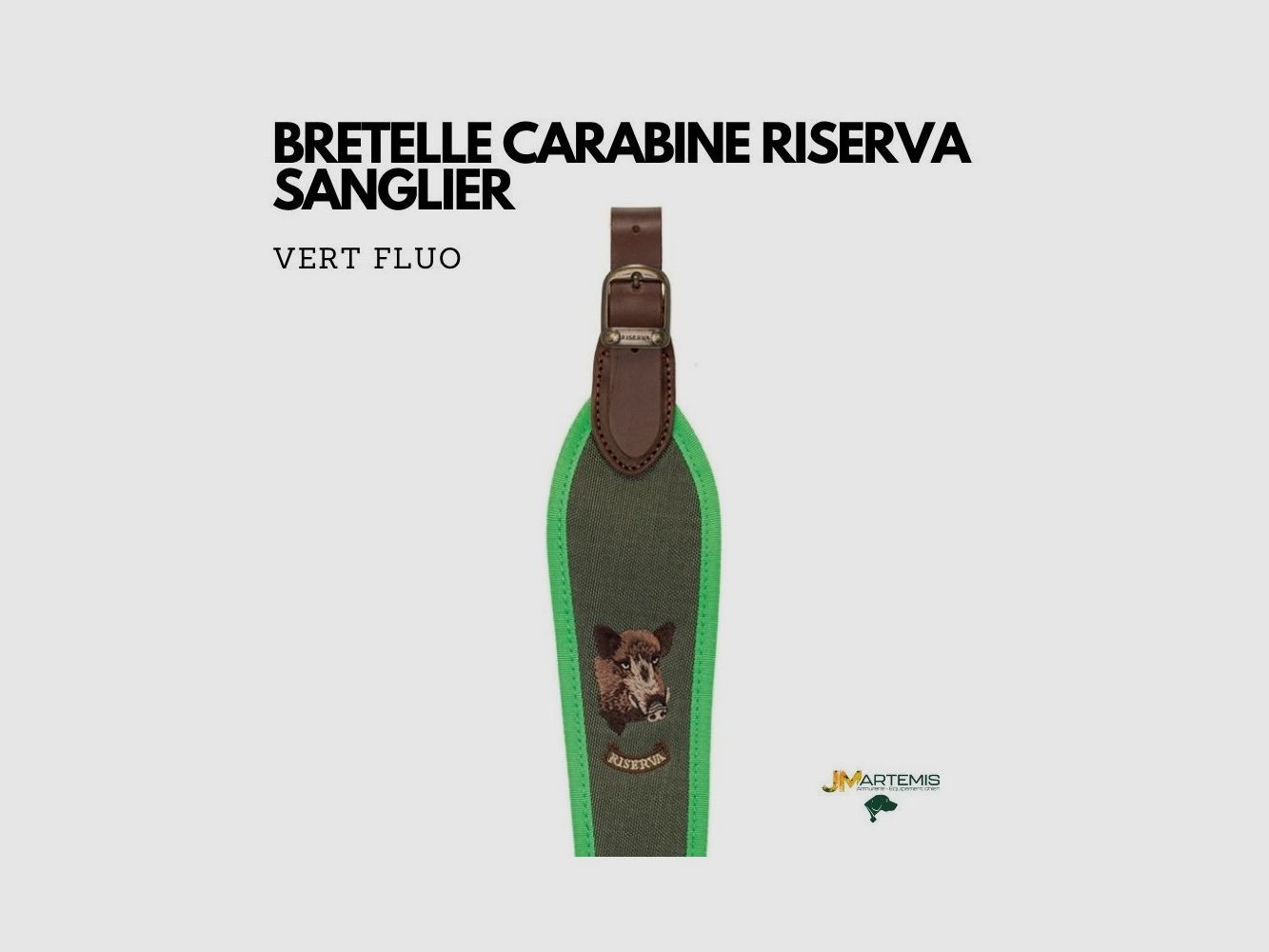 BRETELLE POUR CARABINE RISERVA SANGLIER VERT FLUO, image 1 sur 2