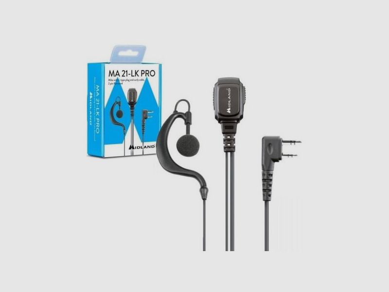 Oortelefoonmicrofoon met L-connector Midland zwart model M21-LK PRO art. C1496.01, afbeelding 1 van 2