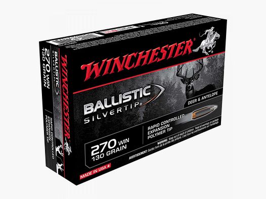 Winchester Ballistic Silvertip .270 Win. 130GR Rapid Controlled Expansion Polymer Tip 20 cartridges