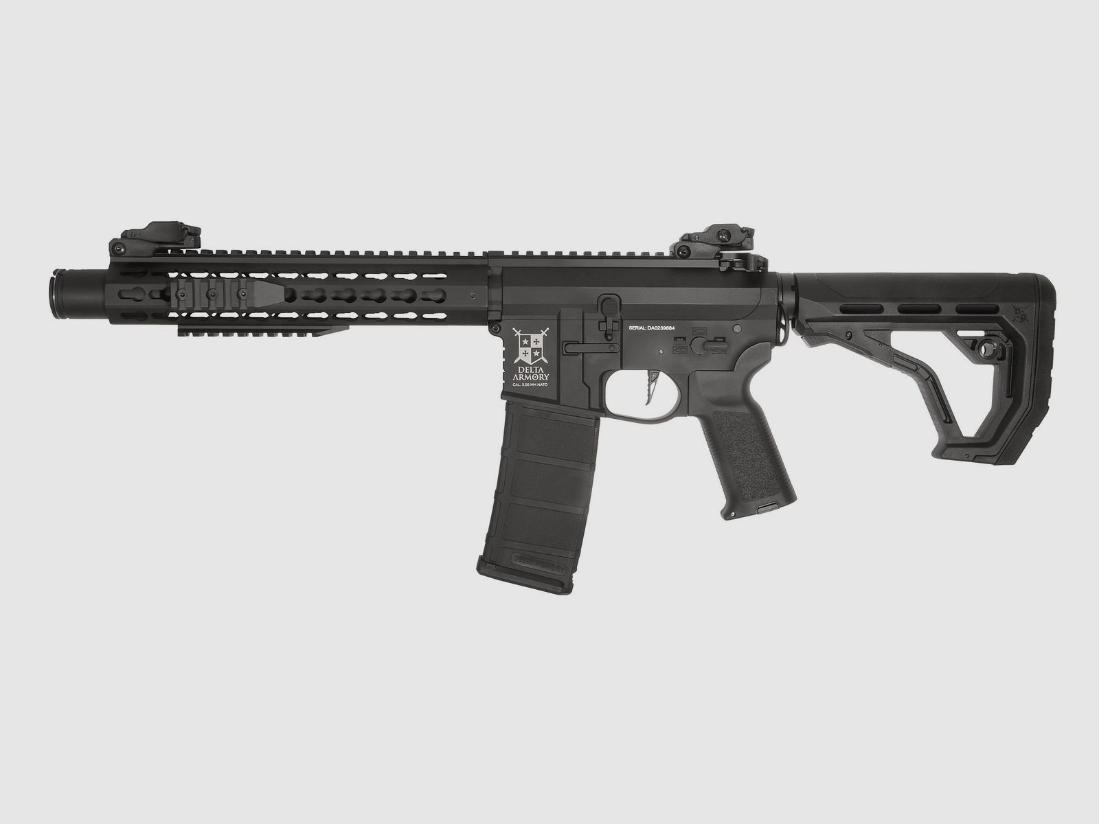 AR15 KeyMod 10 Zoll ALPHA EAGLE ETU Schwarz AEG Softair Gewehr max. 0,5J | Delta Armory
