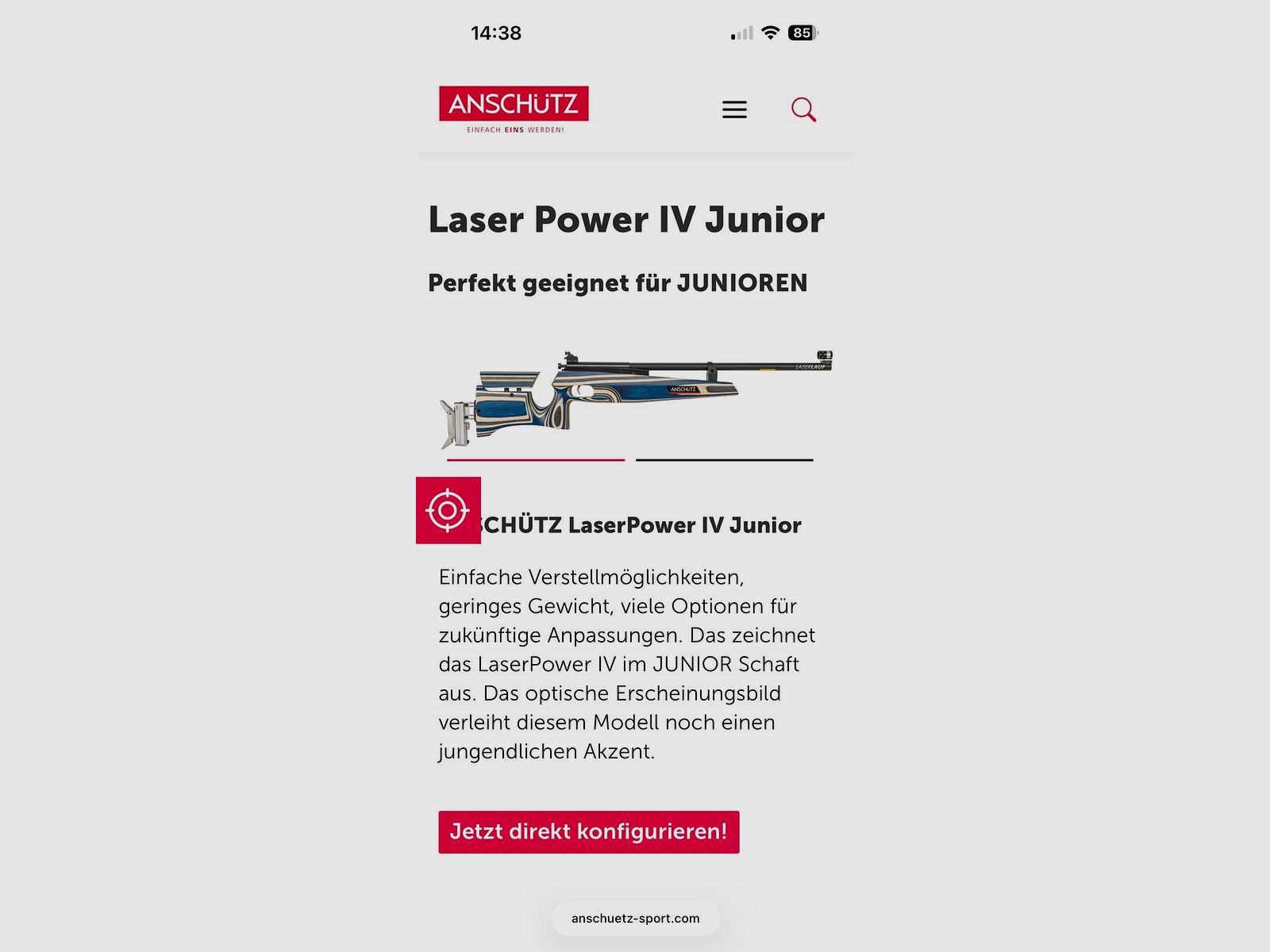 Anschütz LaserPower IV Junior Lichtgewehr