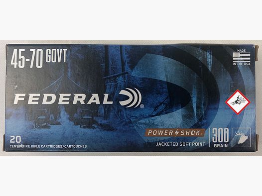 Federal Power Shok Jagdpatrone  Kal. .45-70 Gov. JSP 300grs.